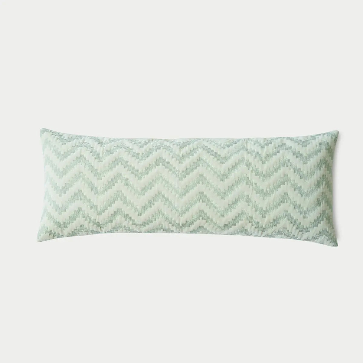 Chevron Green Lumbar Velvet Cushion Cover SanctuaryLiving