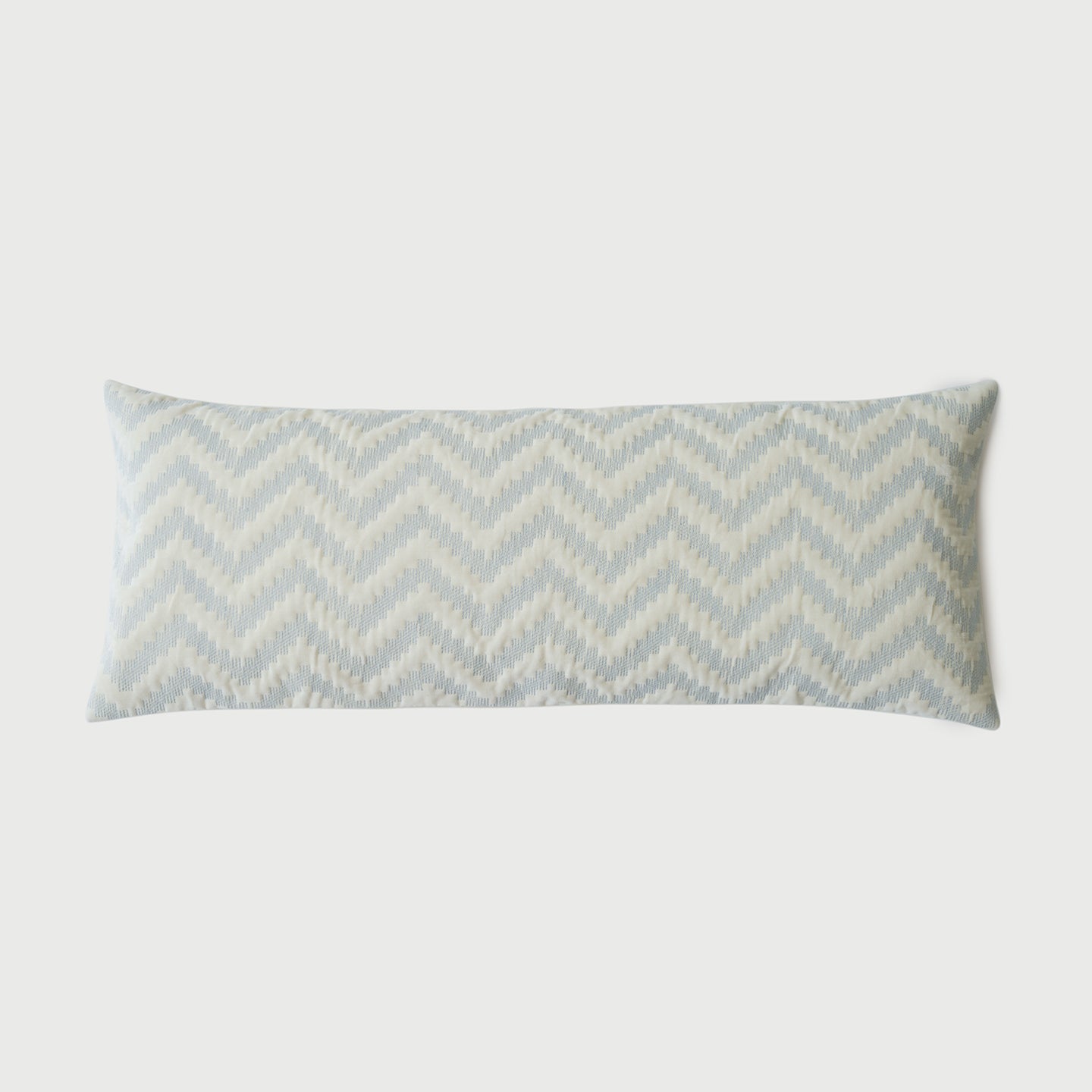 Chevron Blue Lumbar Velvet Cushion Cover