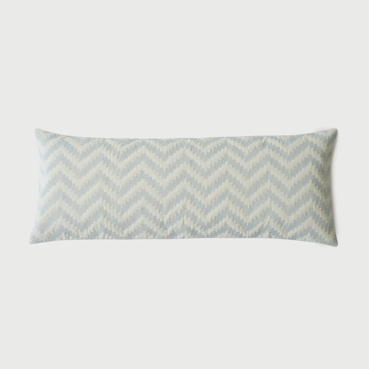 Chevron Blue Lumbar Velvet Cushion Cover SanctuaryLiving