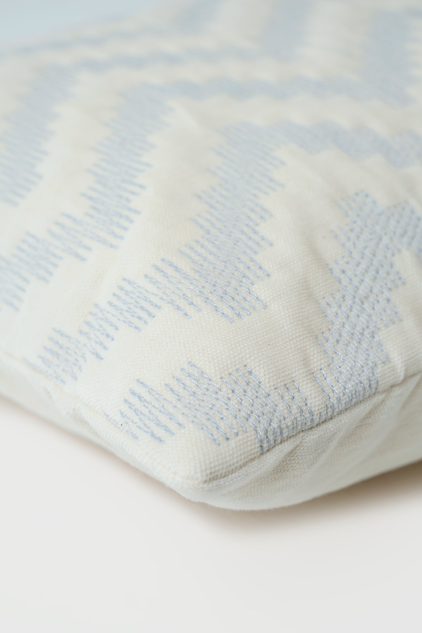 Chevron Blue Lumbar Velvet Cushion Cover