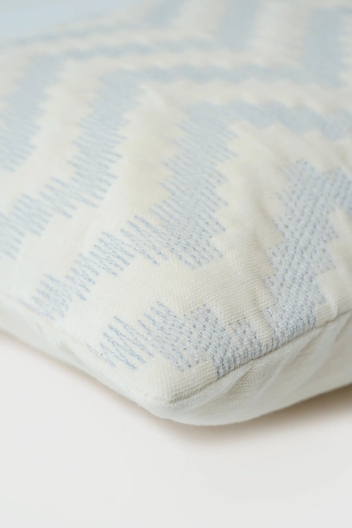 Chevron Blue Lumbar Velvet Cushion Cover SanctuaryLiving