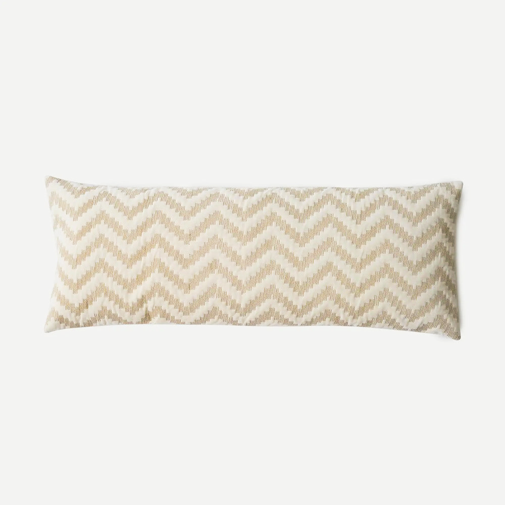 Chevron Brown Velvet Lumbar Cushion Cover