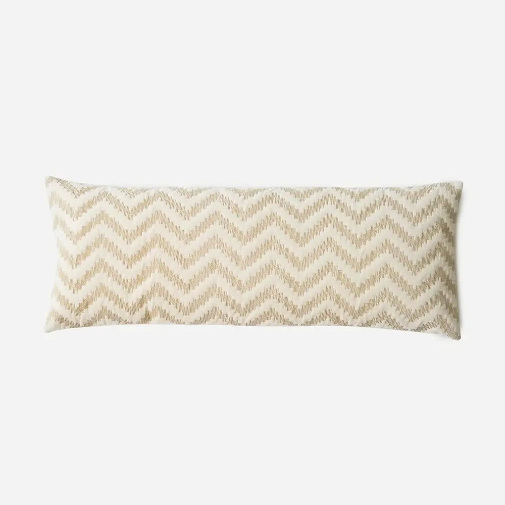 Chevron Brown Velvet Lumbar Cushion Cover SanctuaryLiving