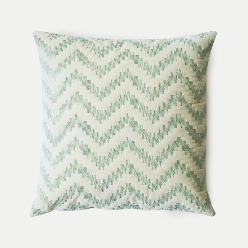 Chevron Green Velvet Cushion Cover