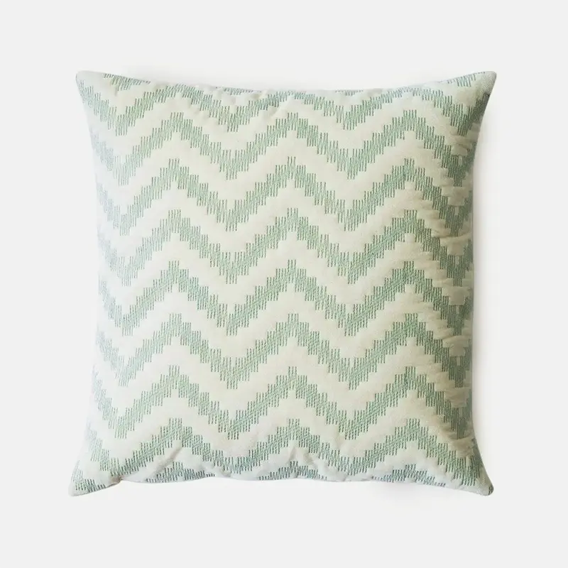 Chevron Green Velvet Cushion Cover SanctuaryLiving