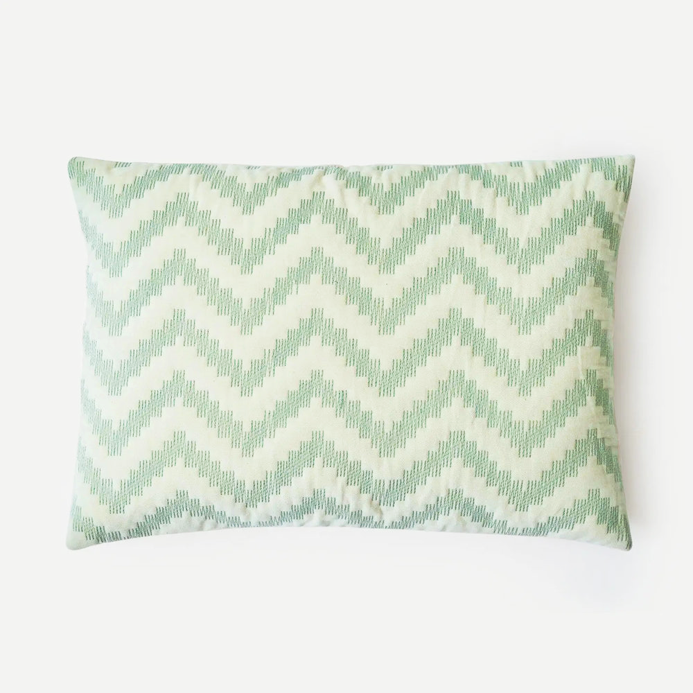 Chevron Green Velvet Oblong Cushion Cover