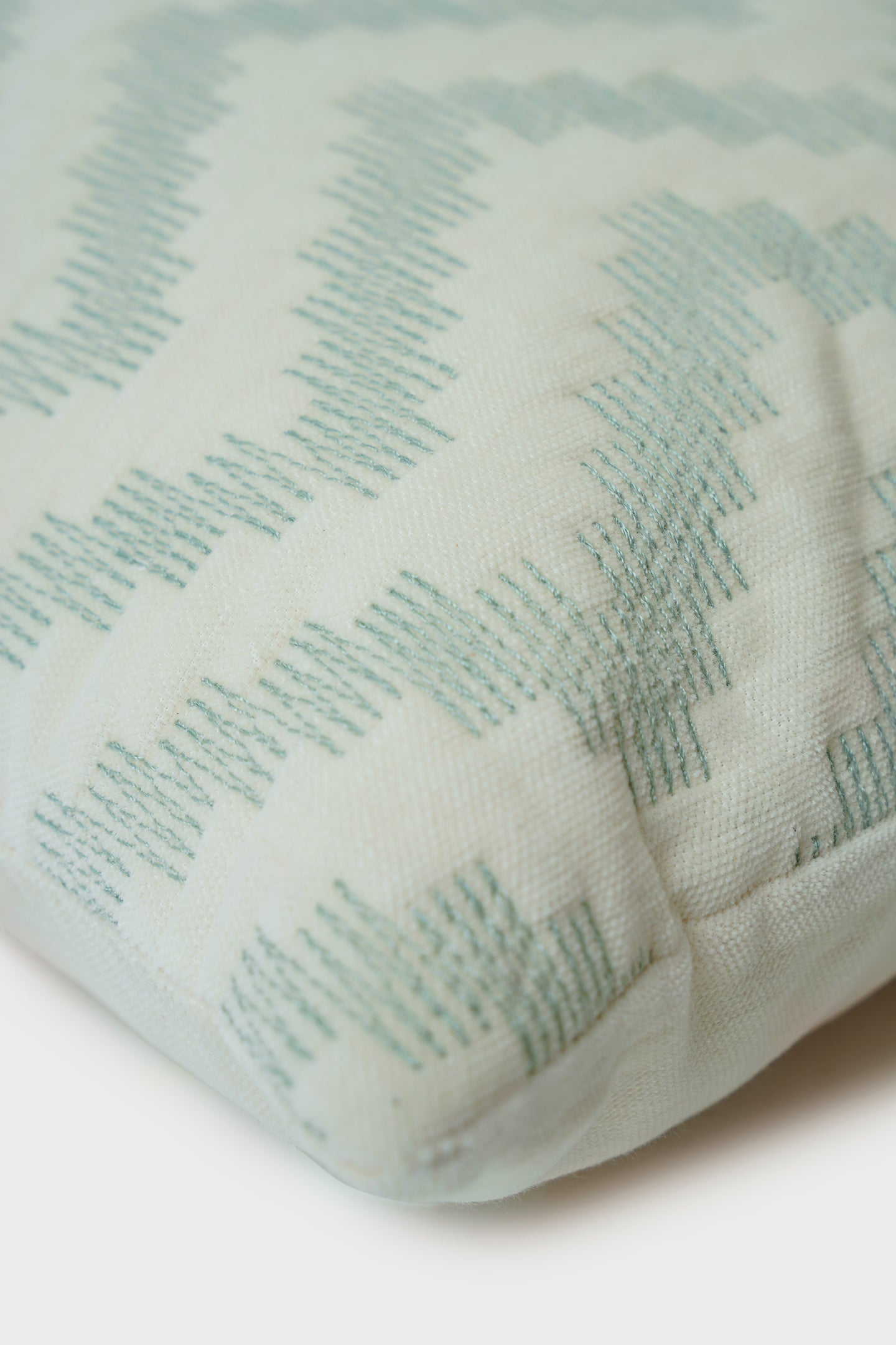 Chevron Green Lumbar Velvet Cushion Cover