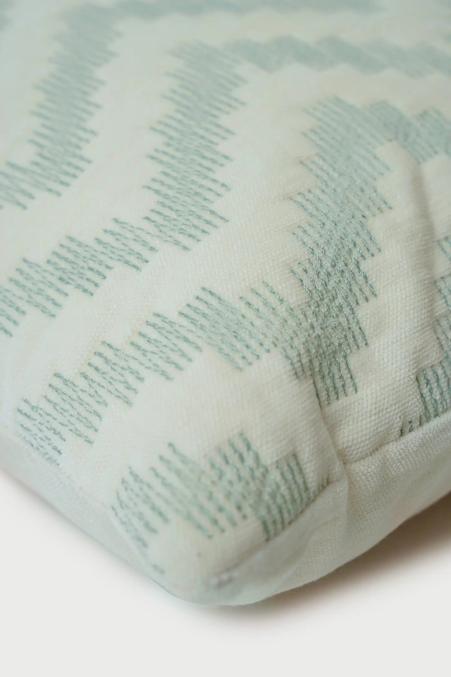 Chevron Green Lumbar Velvet Cushion Cover SanctuaryLiving