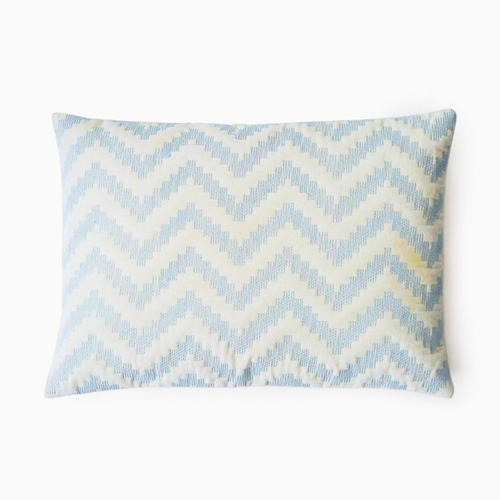 Chevron Blue Velvet Oblong Cushion Cover