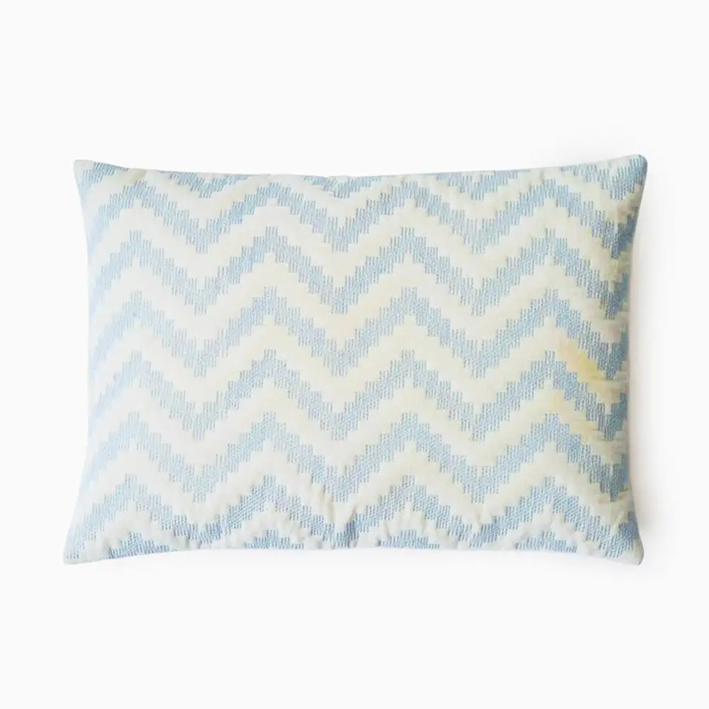 Chevron Blue Velvet Oblong Cushion Cover SanctuaryLiving