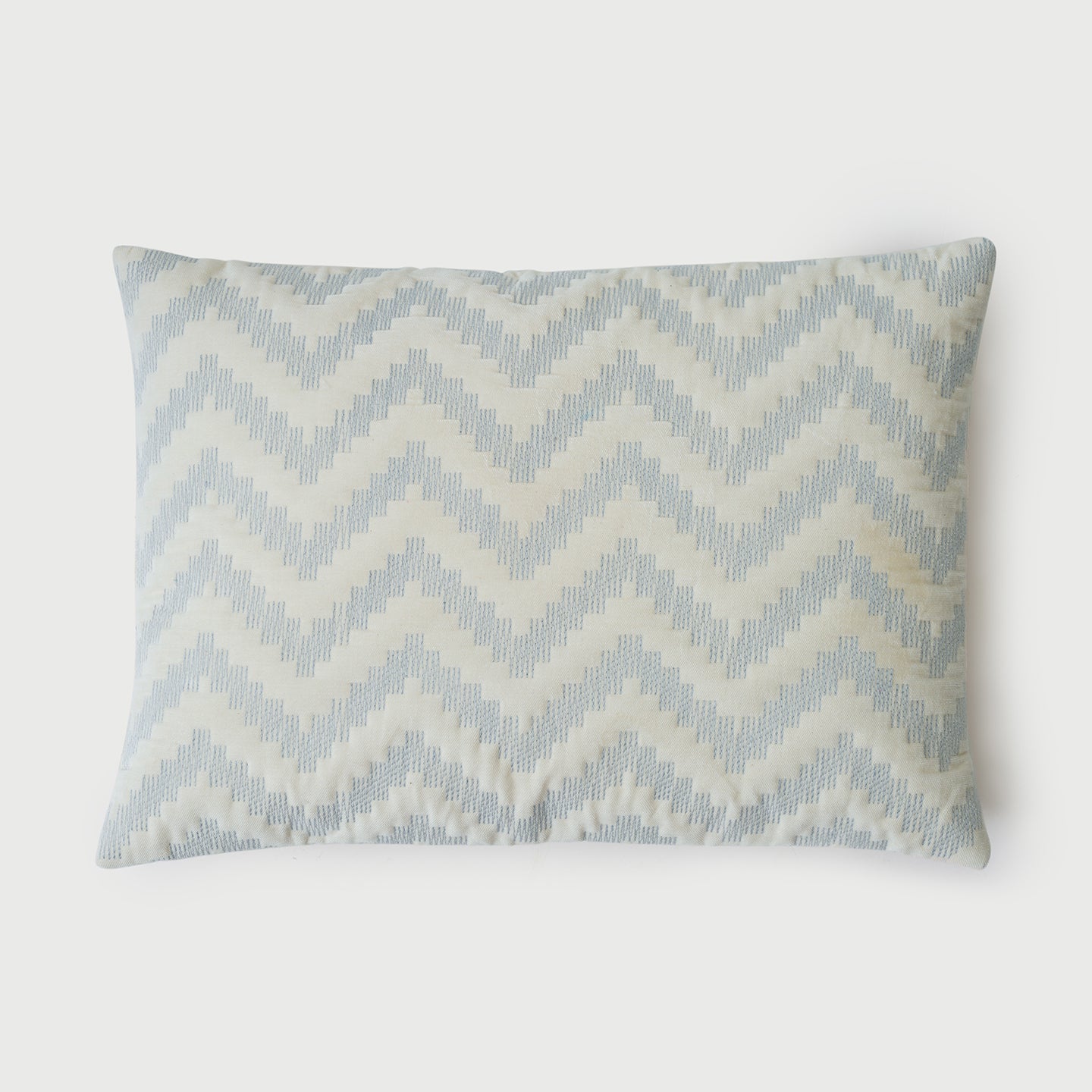 Chevron Blue Oblong Velvet Cushion Cover