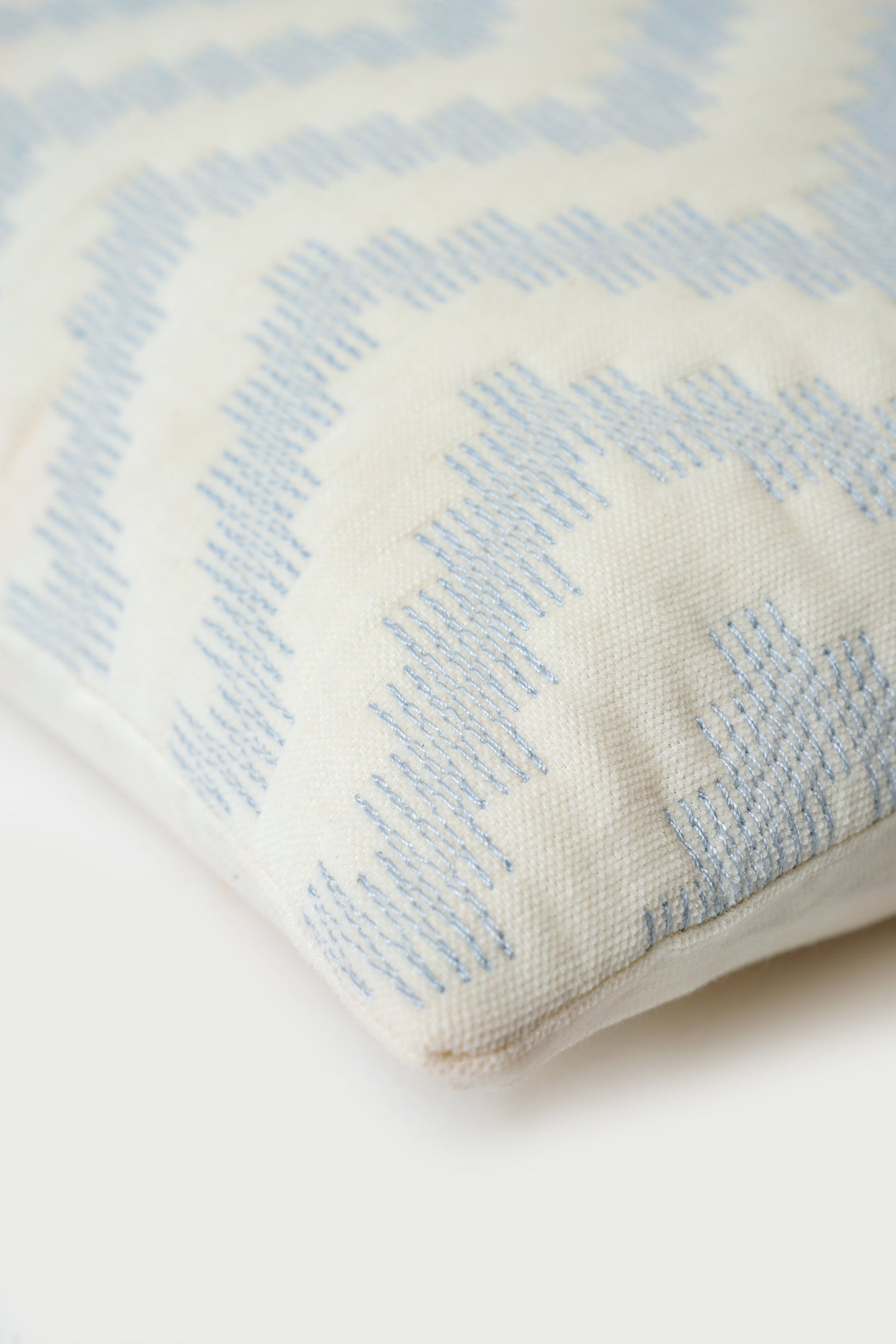 Chevron Blue Oblong Velvet Cushion Cover