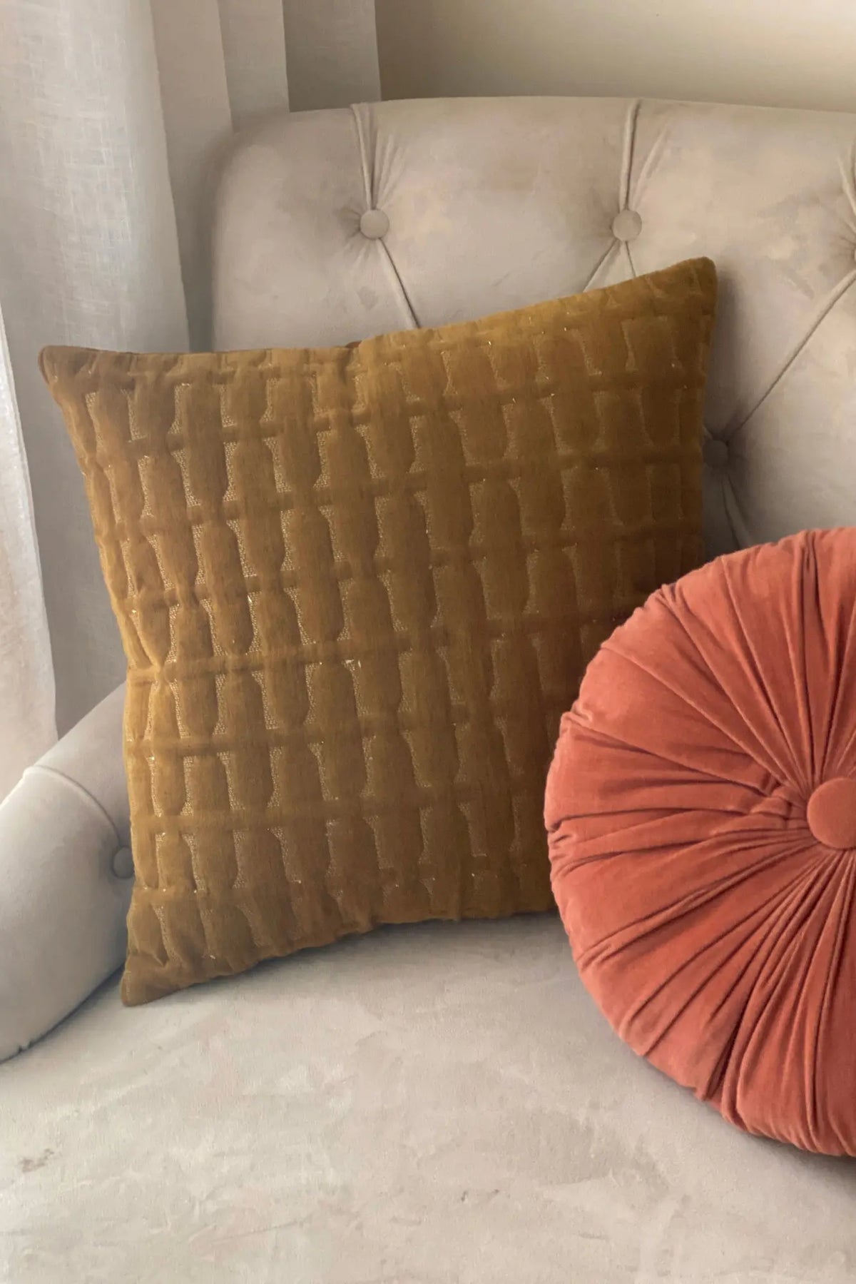 Twig Tan Brown Embroidered Velvet Cushion Cover SanctuaryLiving
