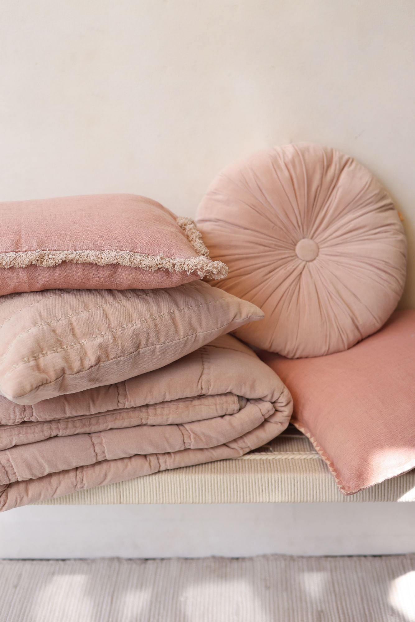 Sitara Baby Pink Velvet Cushion Cover