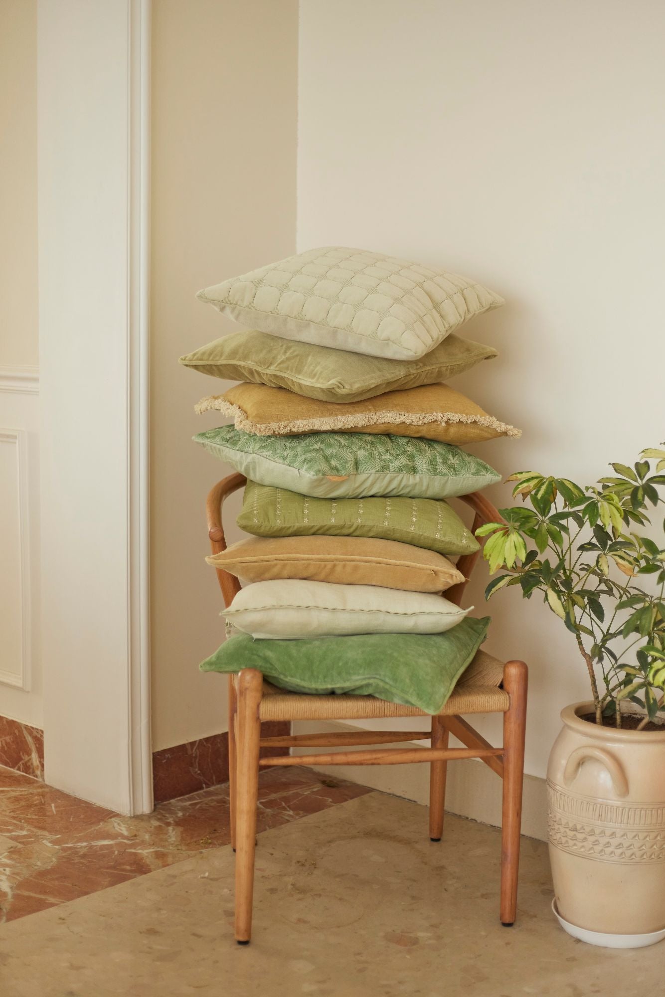 Sitara Sage Velvet Cushion Cover