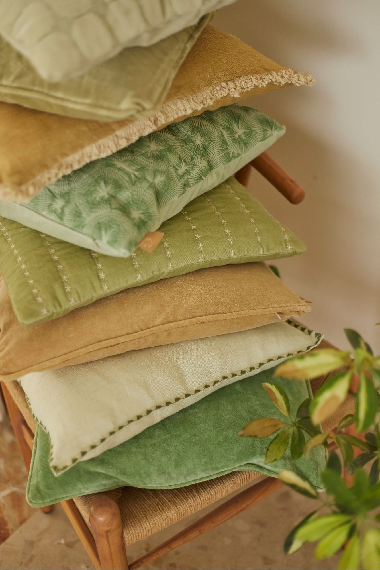 Sitara Sage Velvet Cushion Cover