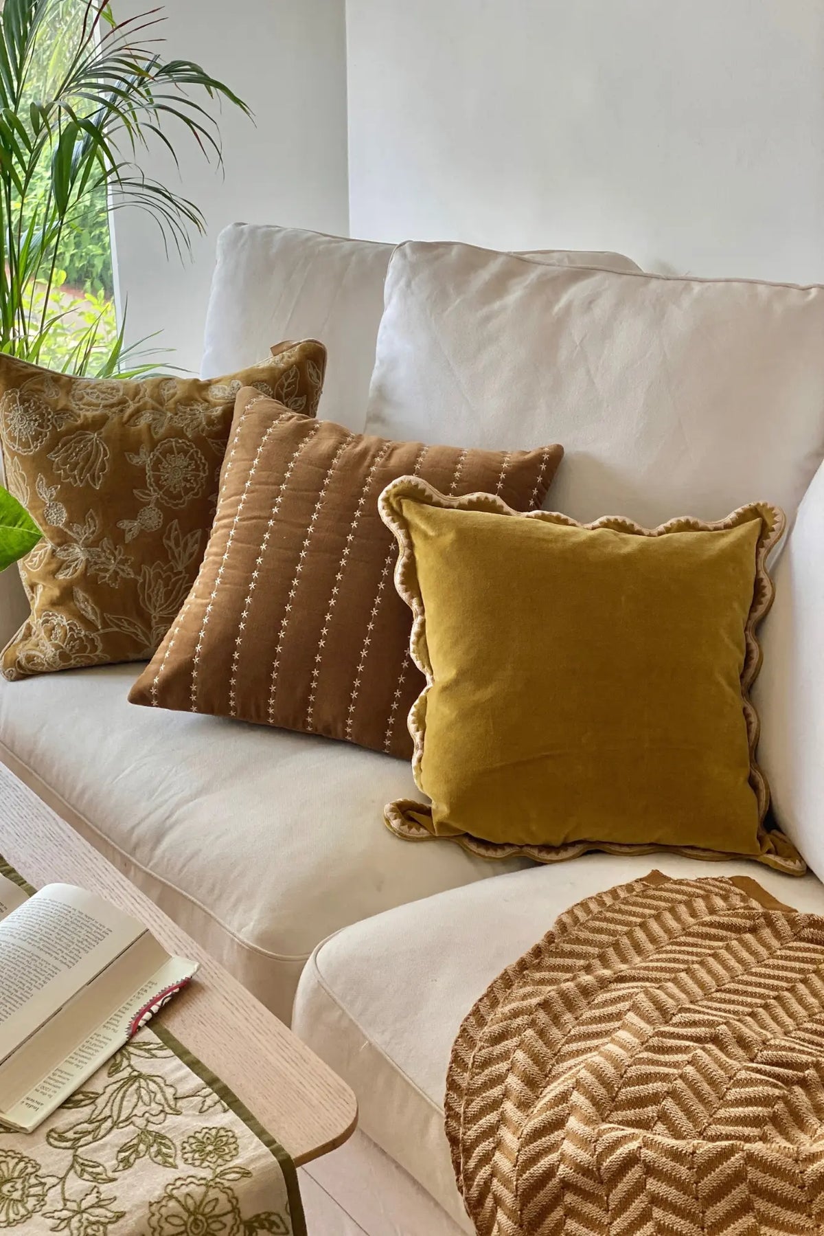 Sitara Tan Brown Velvet Cushion Cover SanctuaryLiving