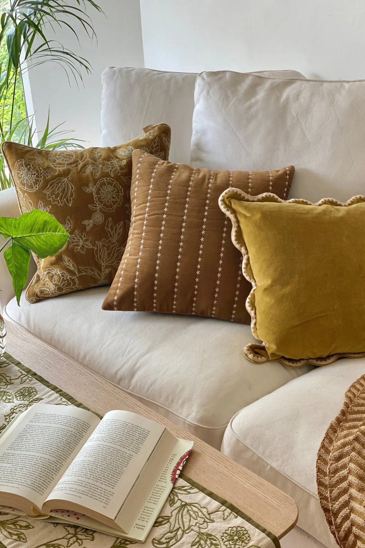 Sitara Tan Brown Velvet Cushion Cover SanctuaryLiving