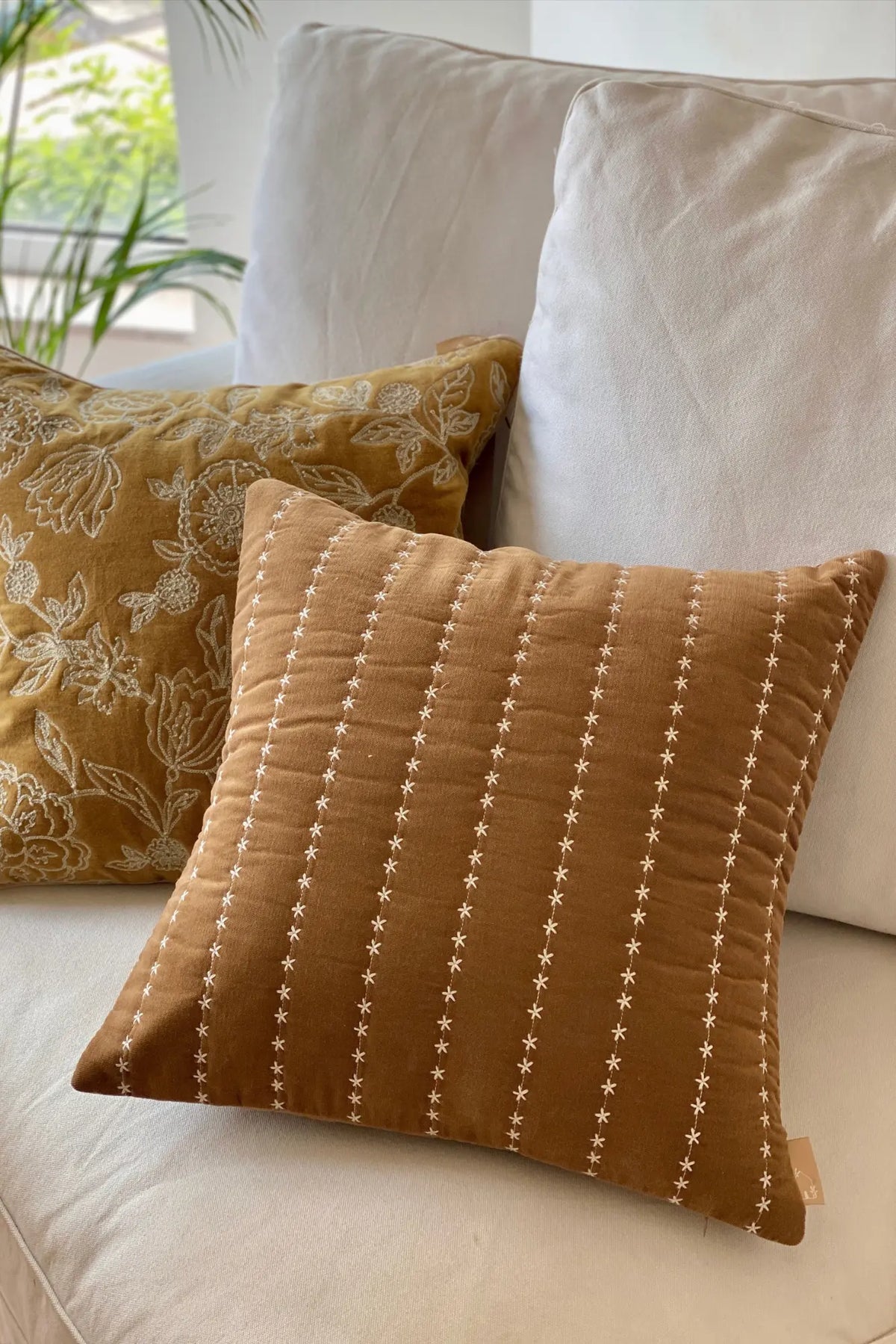 Sitara Tan Brown Velvet Cushion Cover SanctuaryLiving