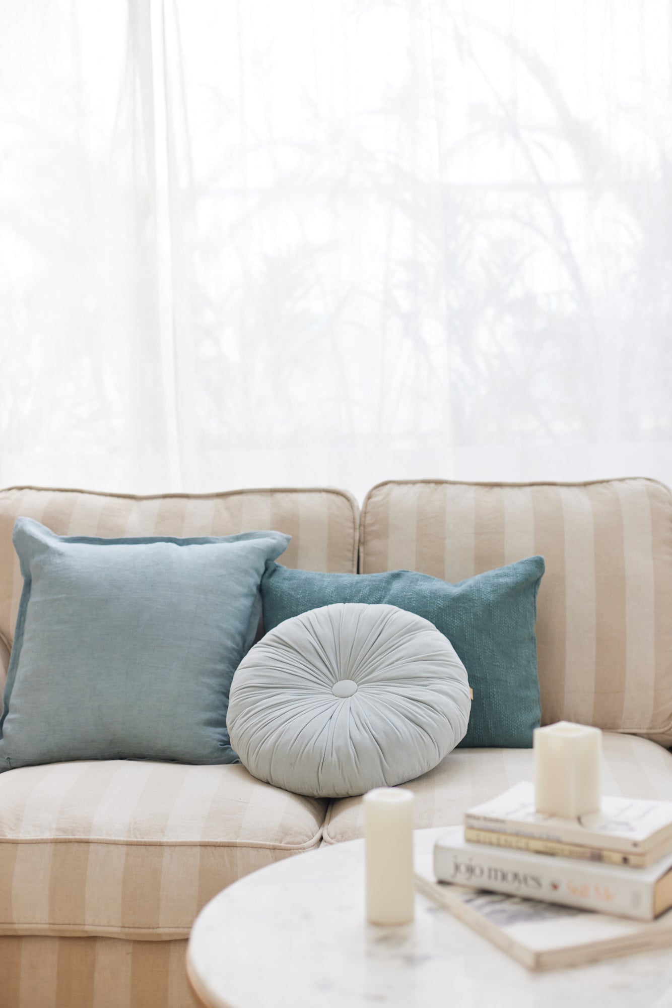 Cotton Slub Teal Oblong Cushion Cover