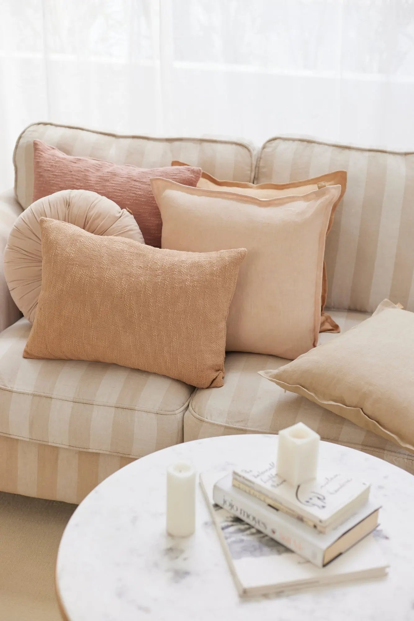 Cotton Slub Beige Oblong Cushion Cover SanctuaryLiving