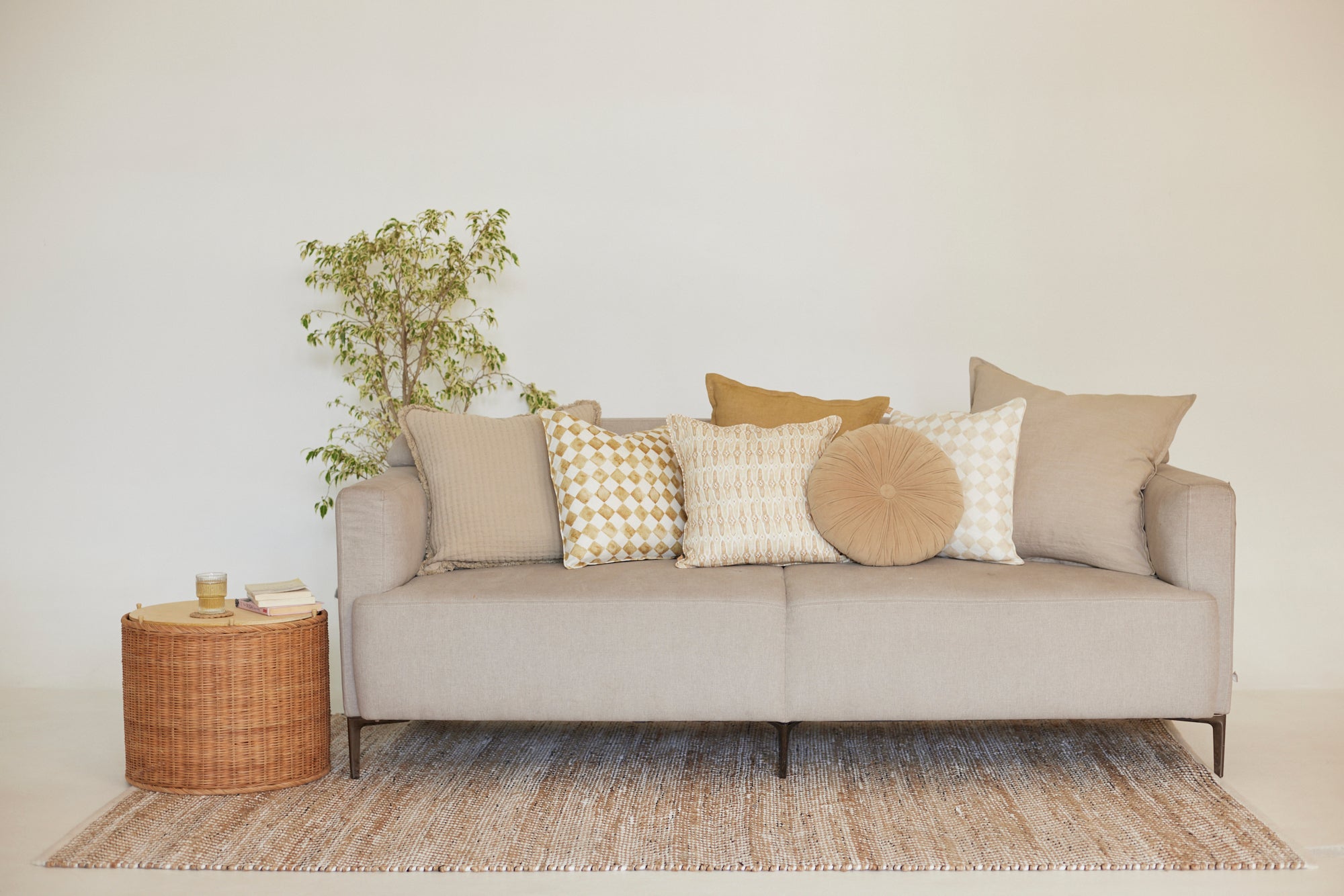 Trail Beige Cotton Cushion Cover