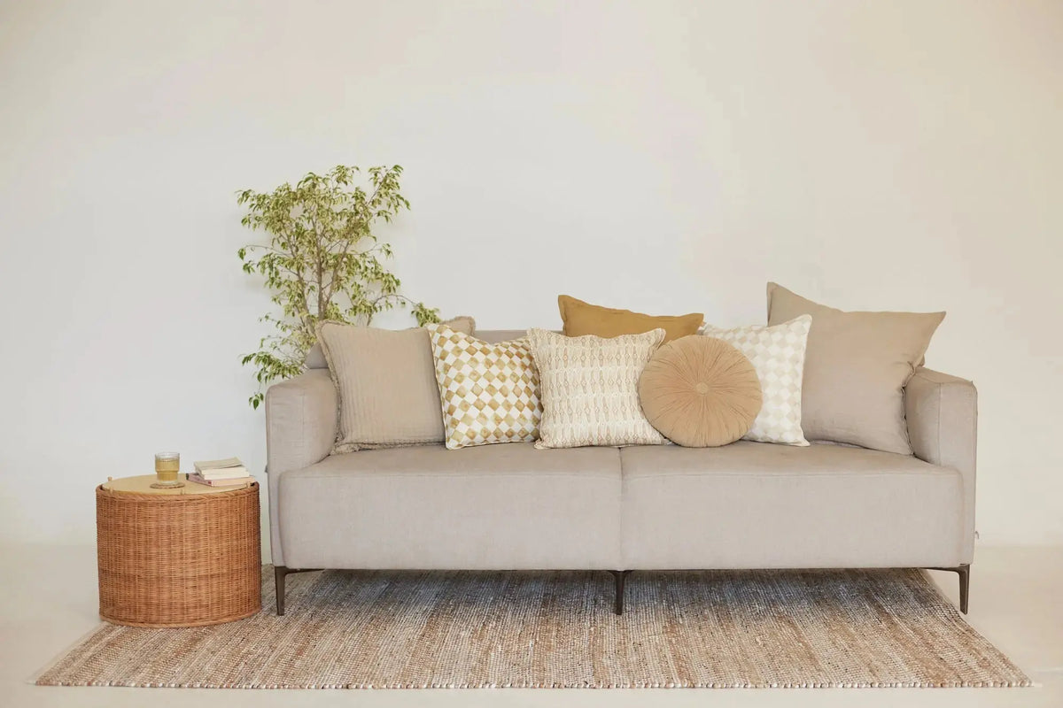 Trail Beige Cotton Cushion Cover SanctuaryLiving