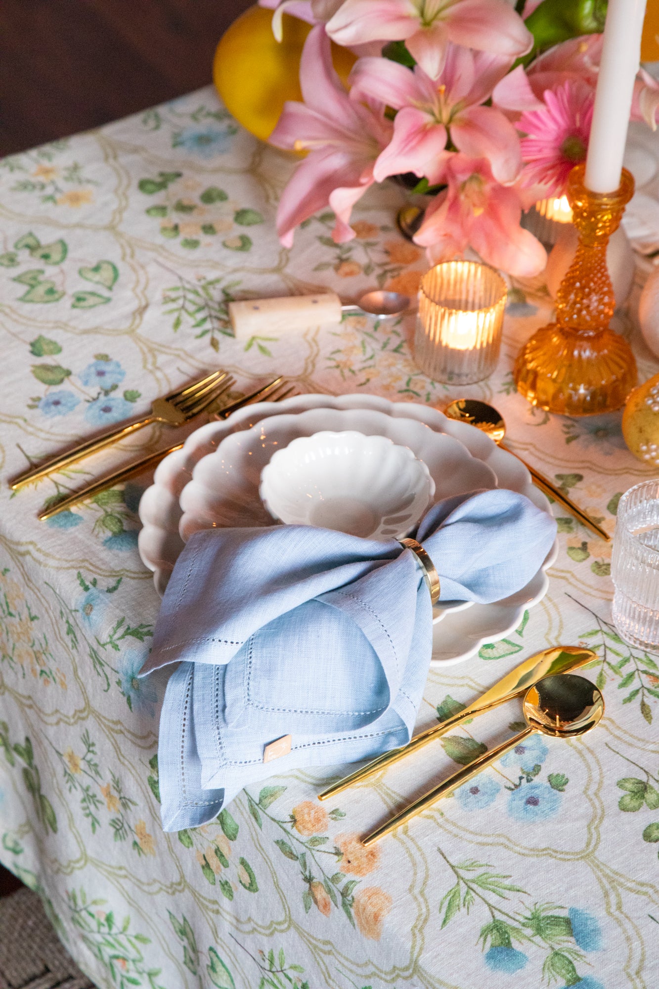 Baby Blue Linen Table Napkins-Set of 2