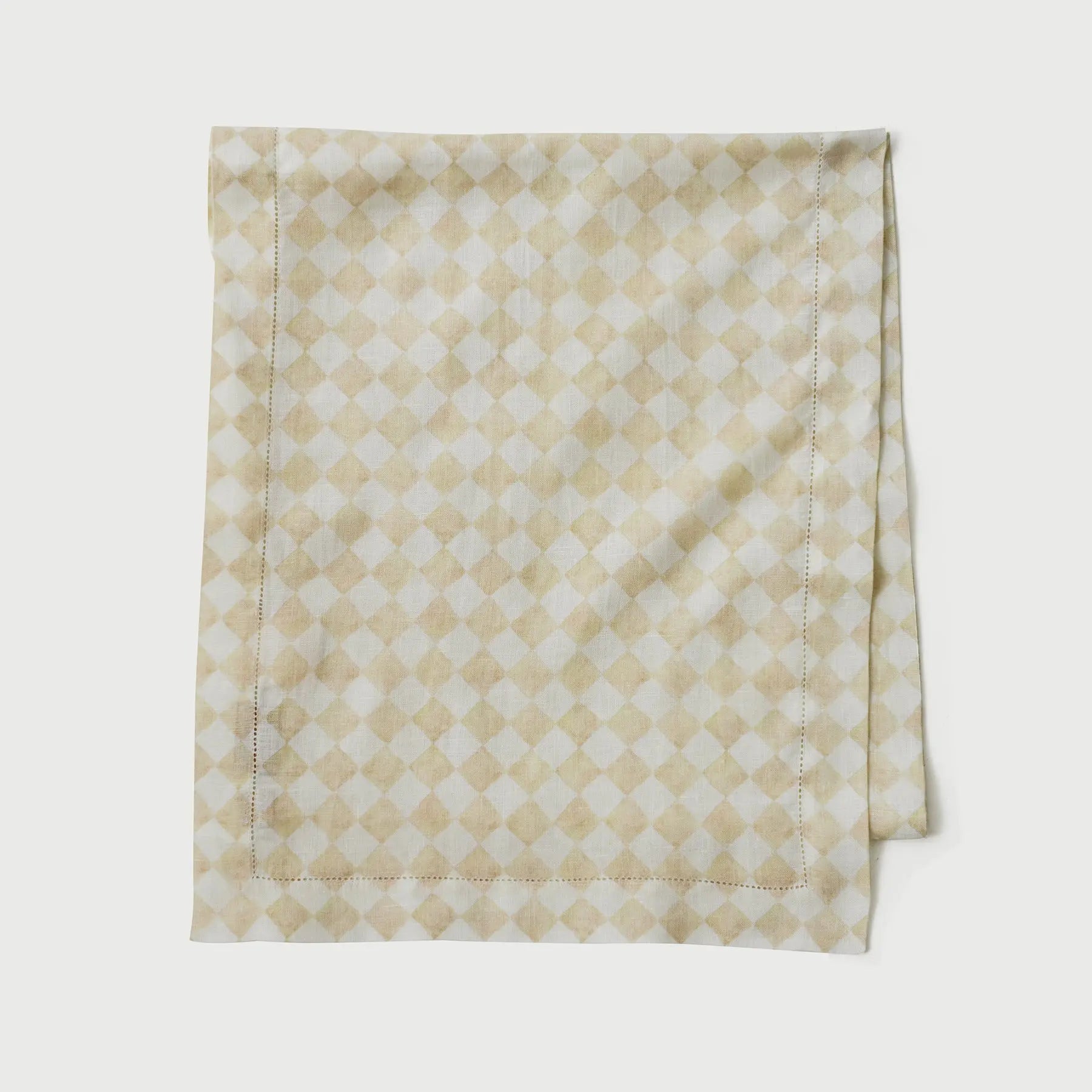 Checker Beige Linen Table Runner SanctuaryLiving