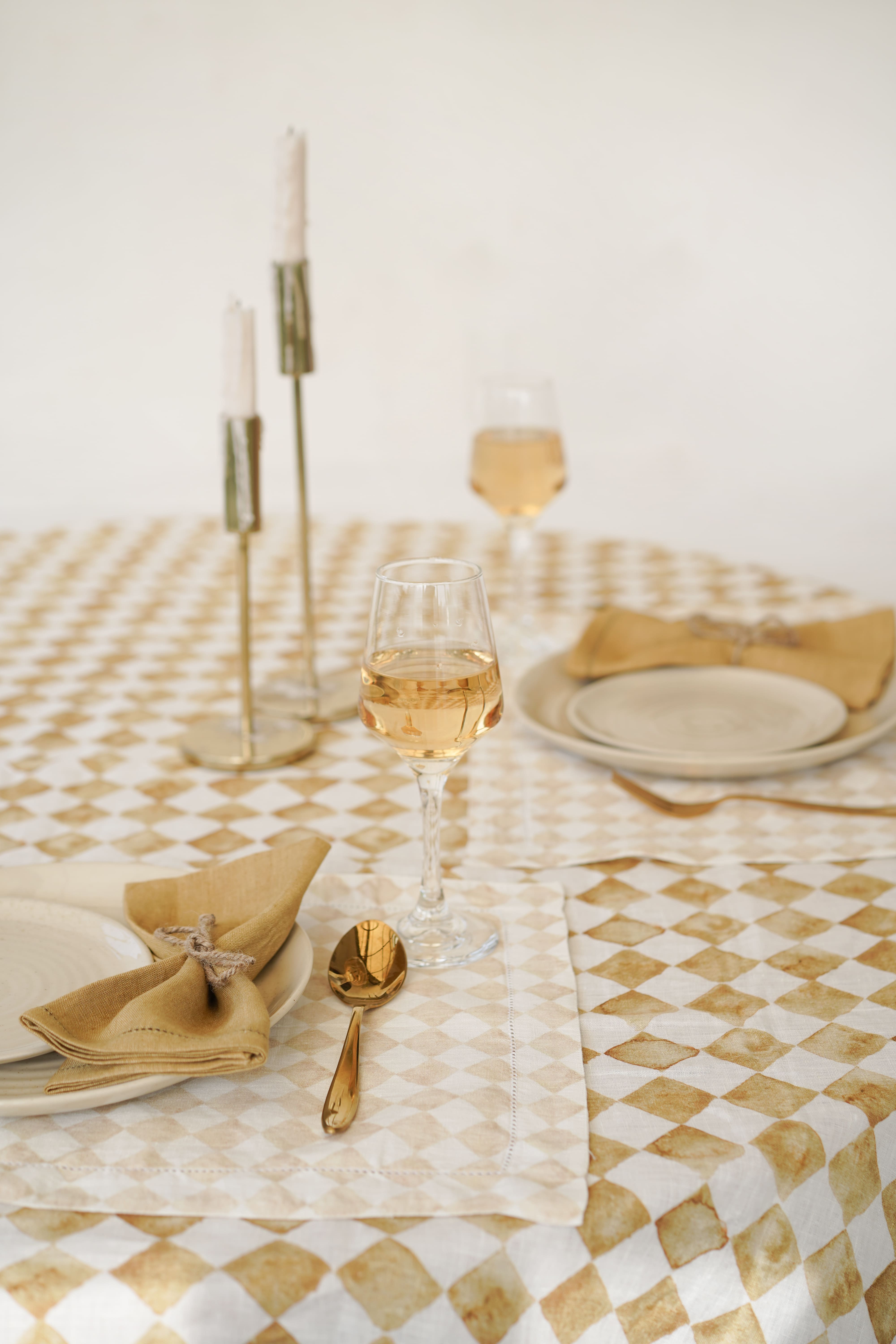 Checker Beige Table Mats-Set of 2