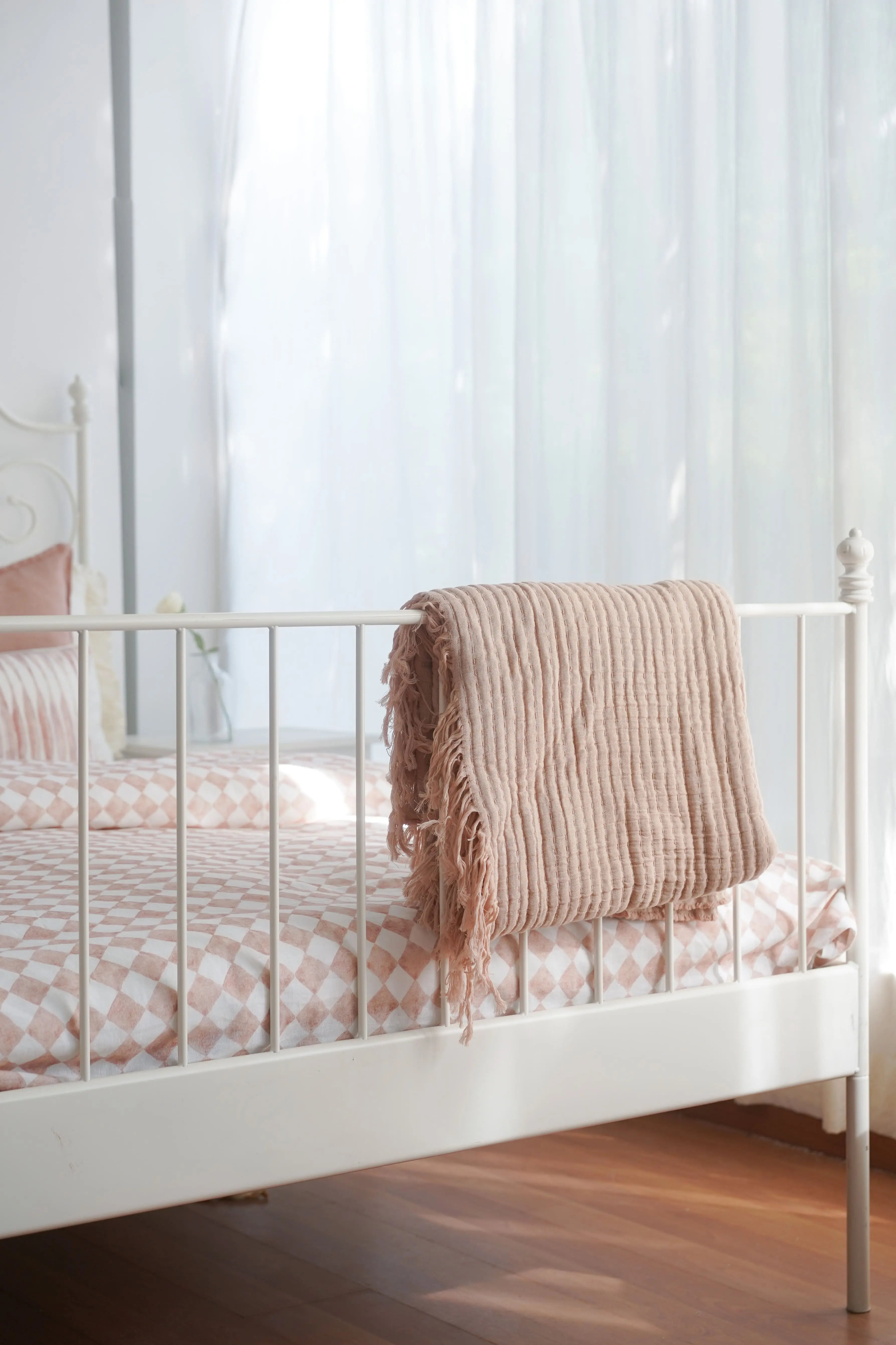 Trail Baby Pink Cotton Throw SanctuaryLiving