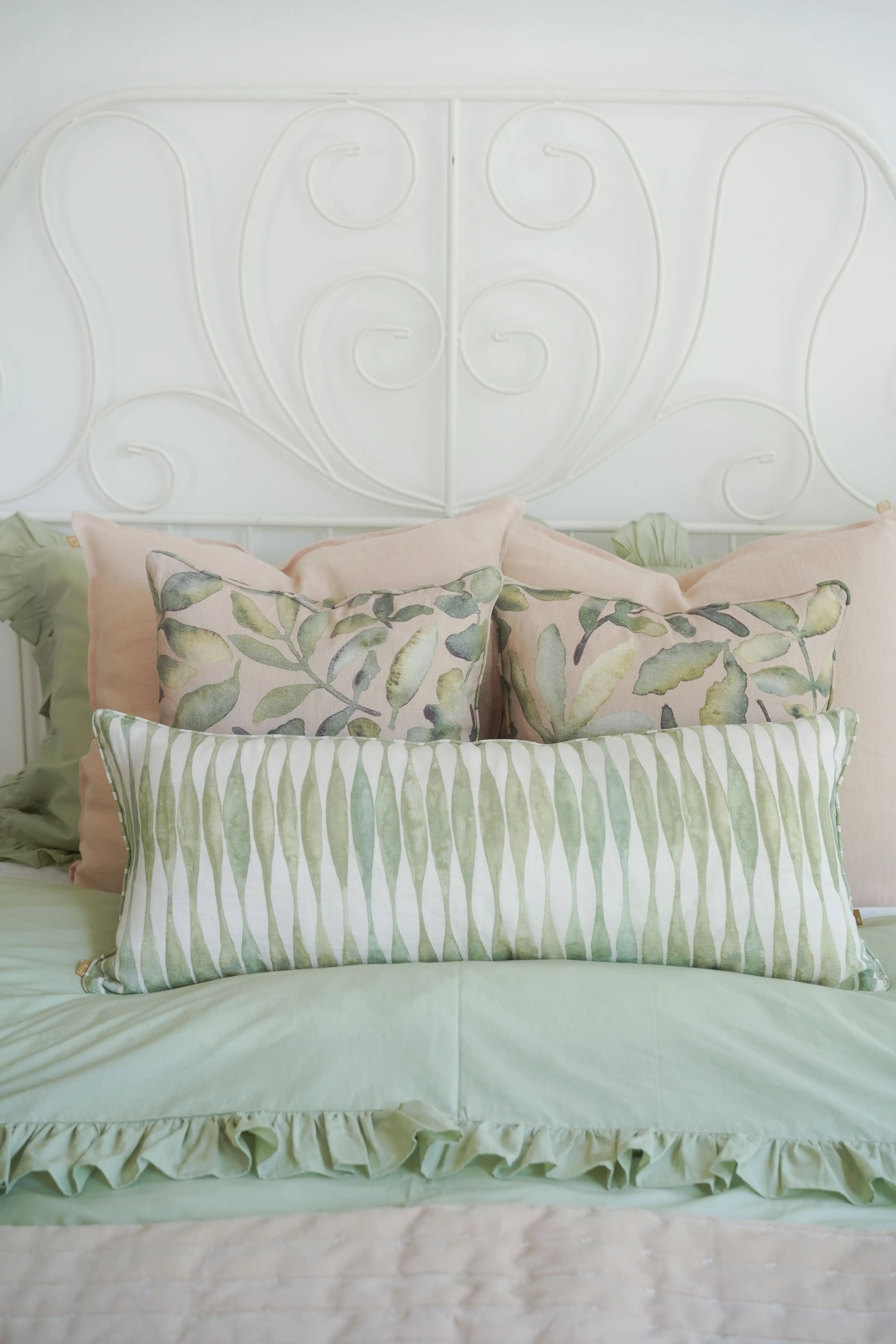 Flora Blush Linen Cushion Cover SanctuaryLiving