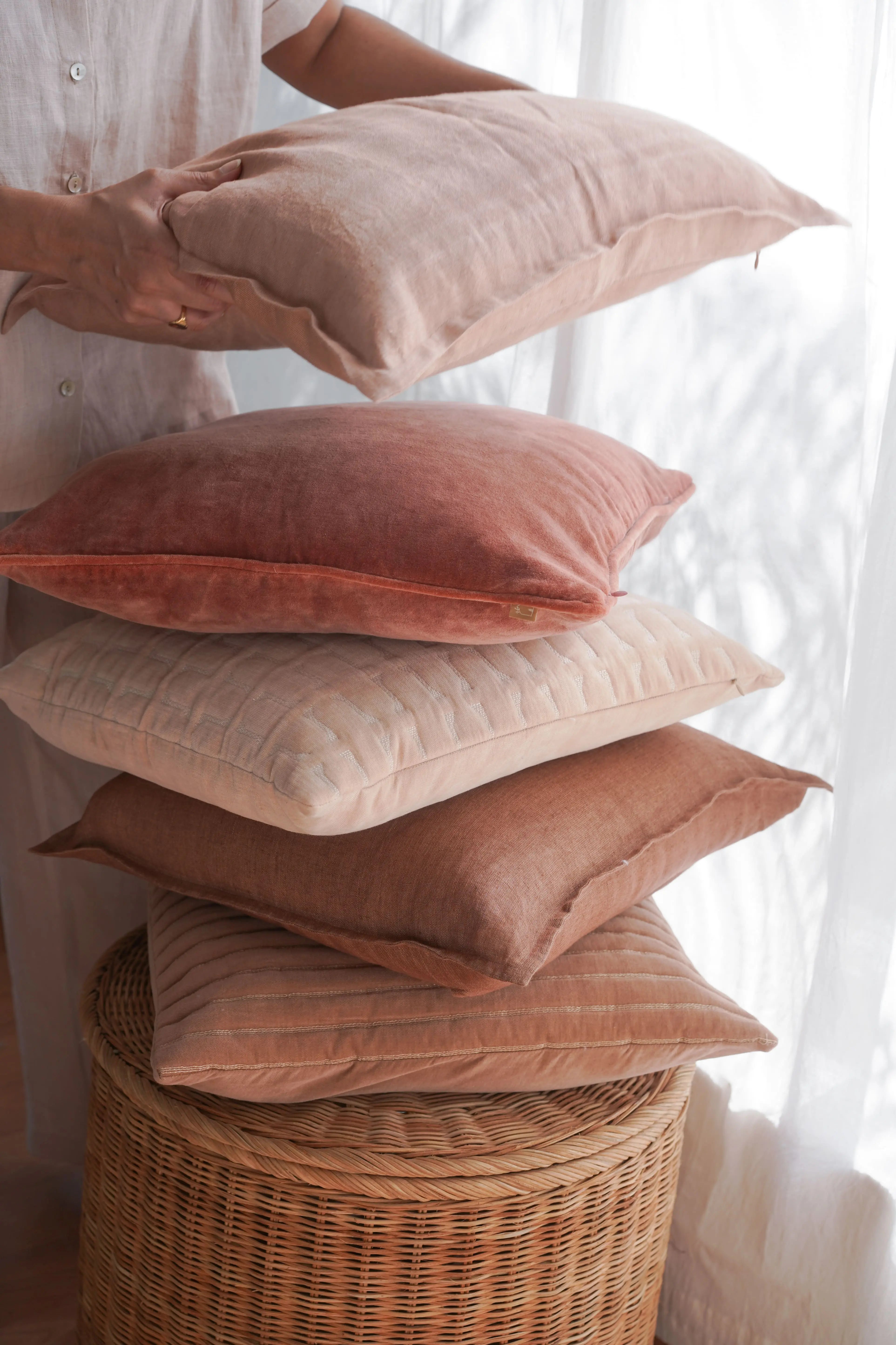 Soft Pink Linen Cushion Cover SanctuaryLiving