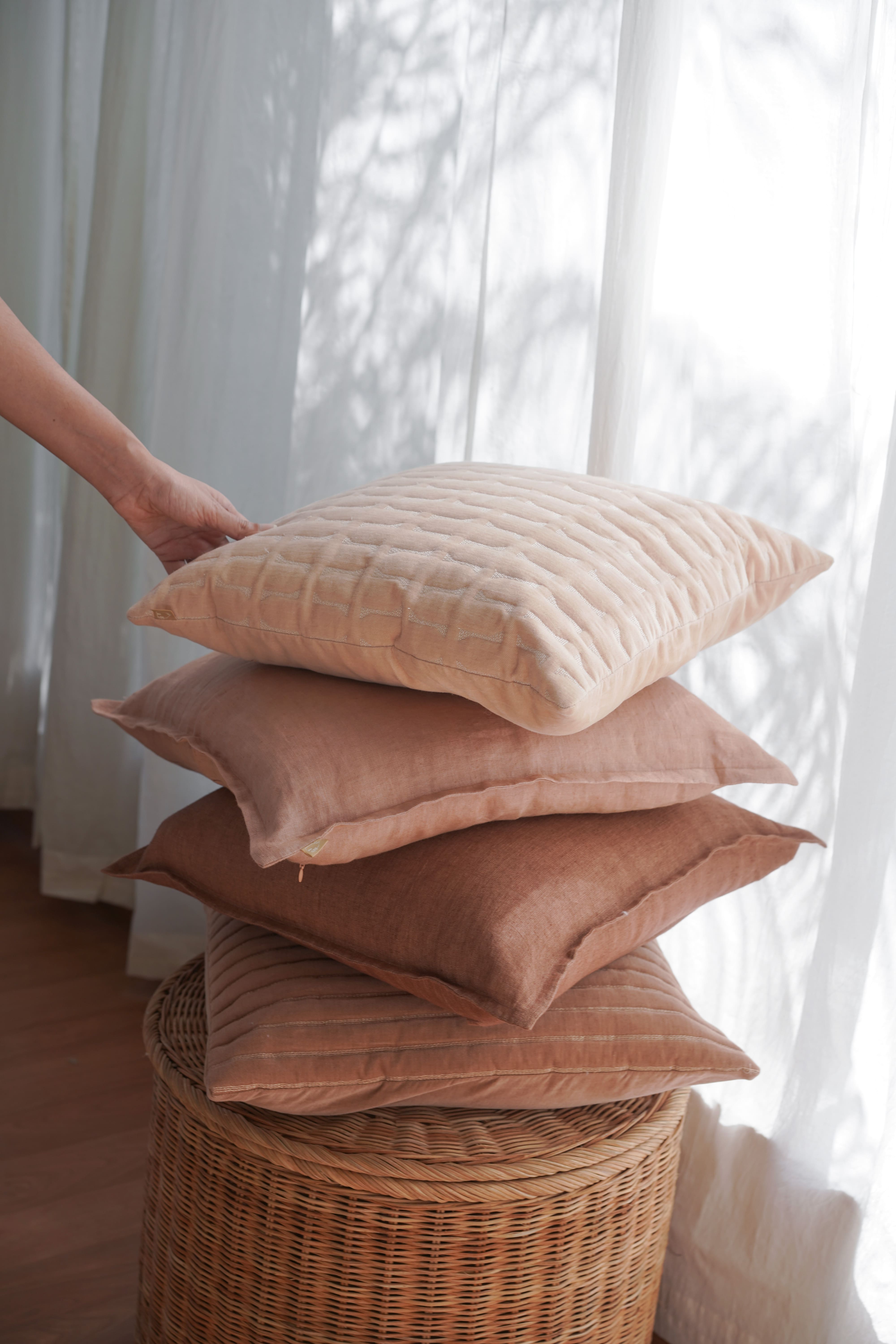Eden Striped Spice Velvet Cushion Cover