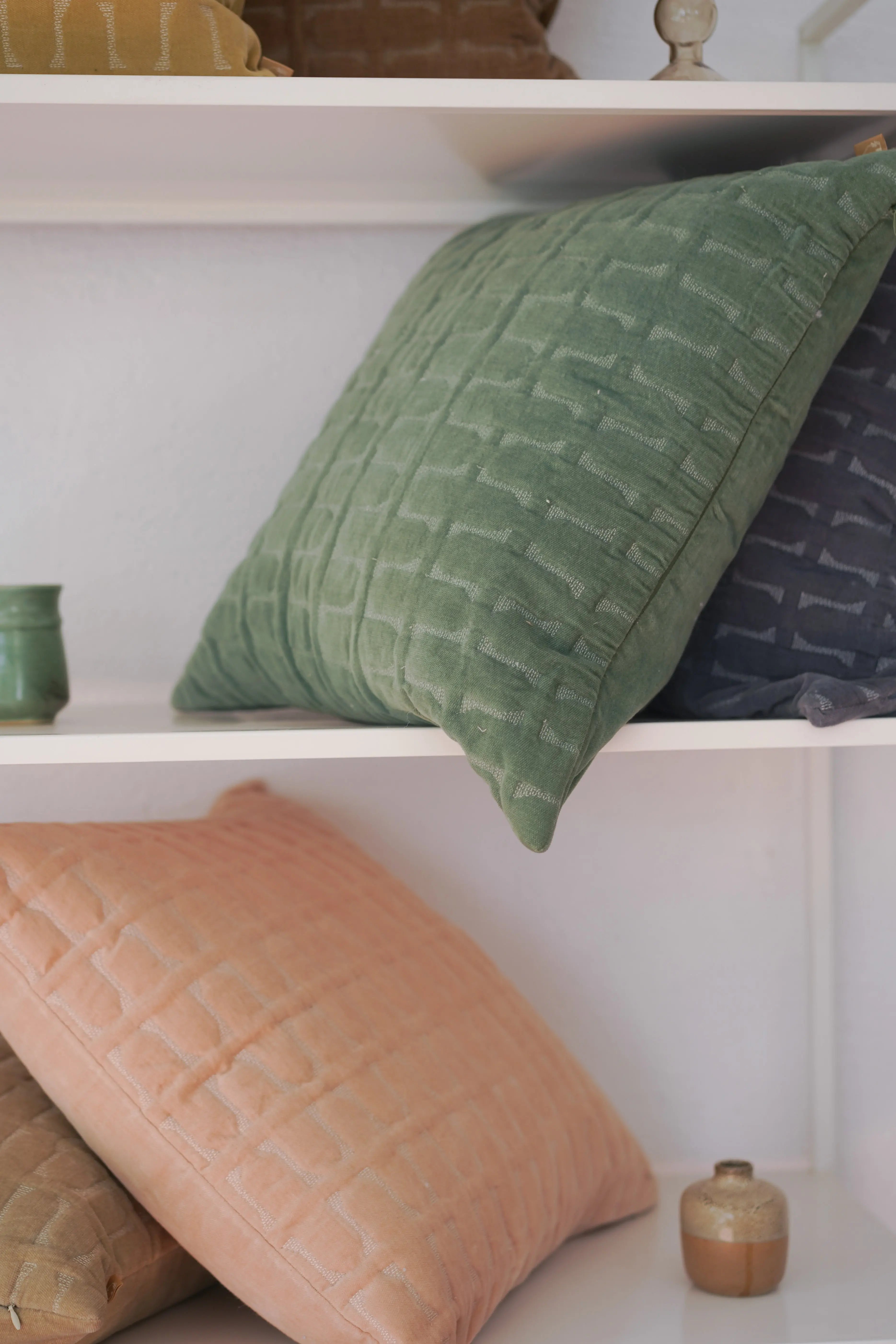 Twig Blush Embroidered Velvet Cushion Cover SanctuaryLiving