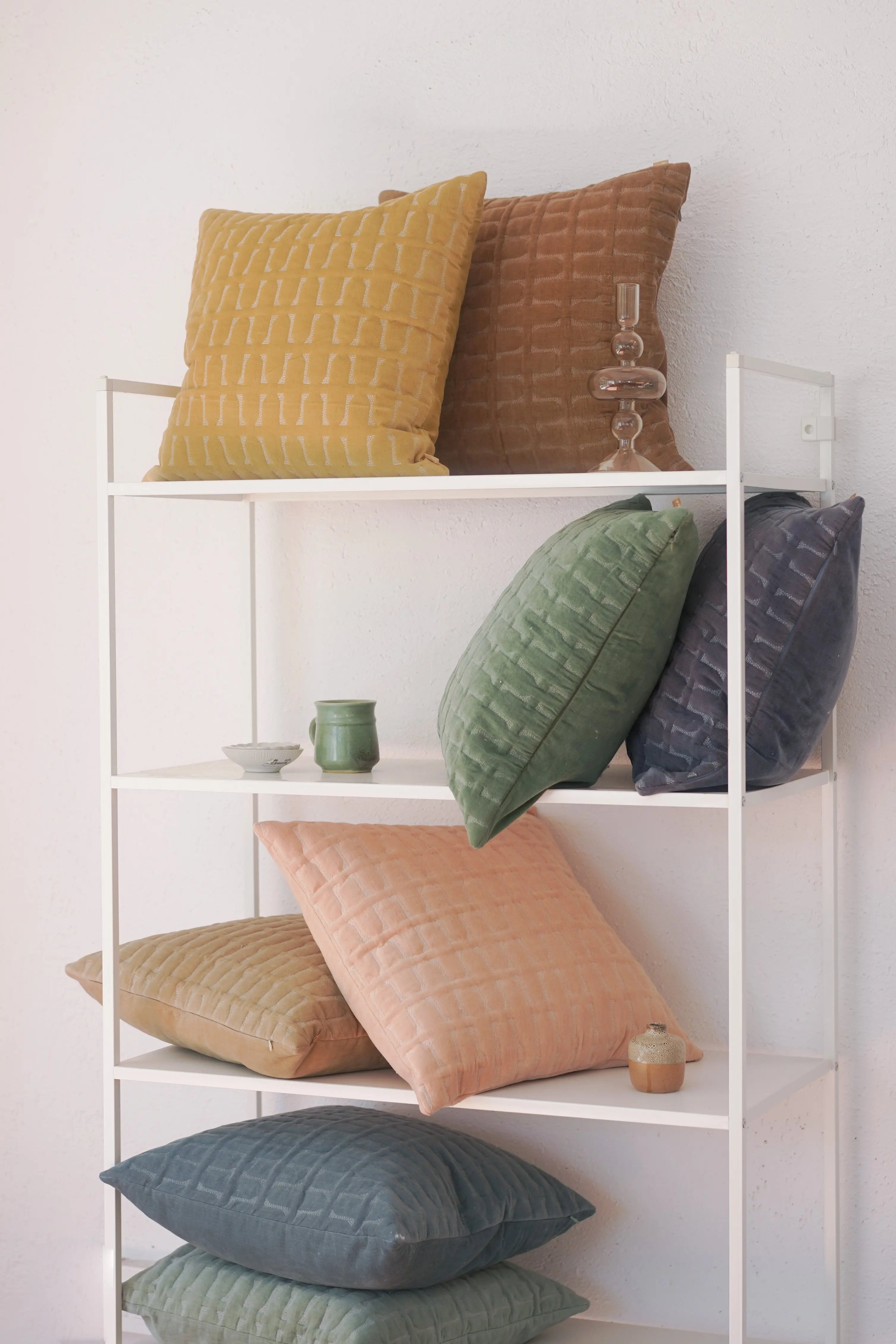 Twig Ochre Embroidered Velvet Cushion Cover SanctuaryLiving