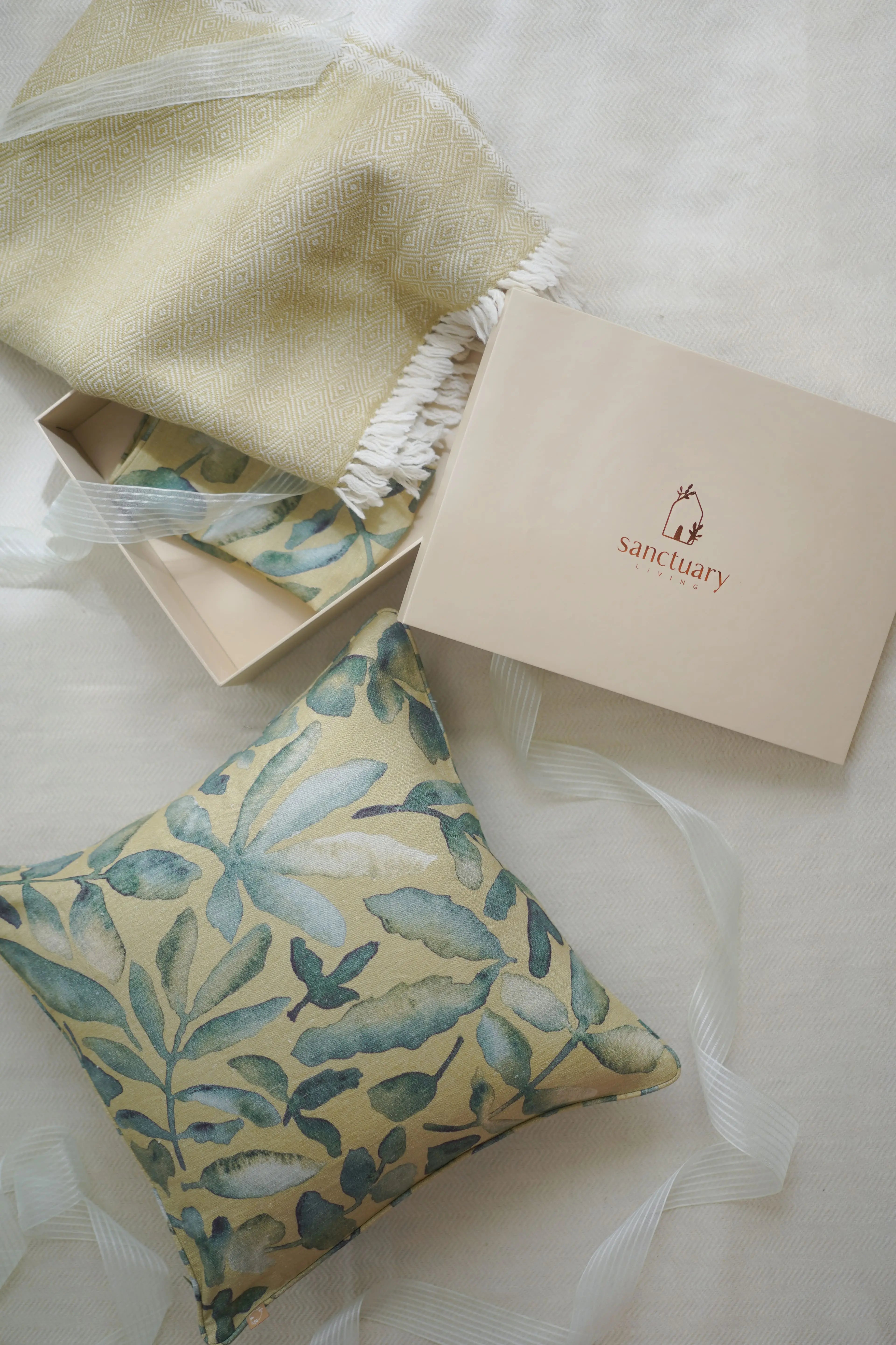 Flora Ochre Linen Cushion Cover SanctuaryLiving