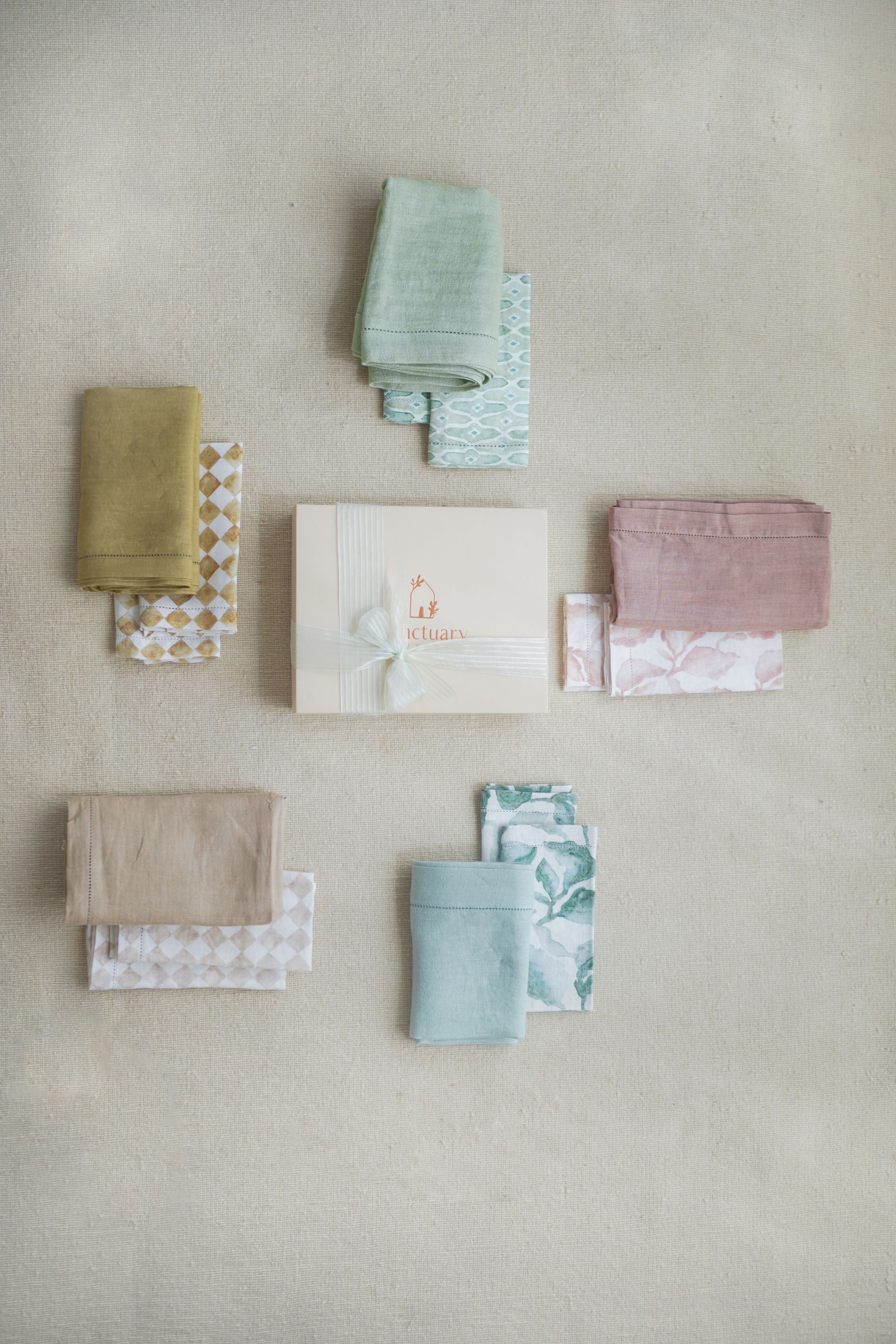Linen Sage Table Runner and Napkins Gift Set