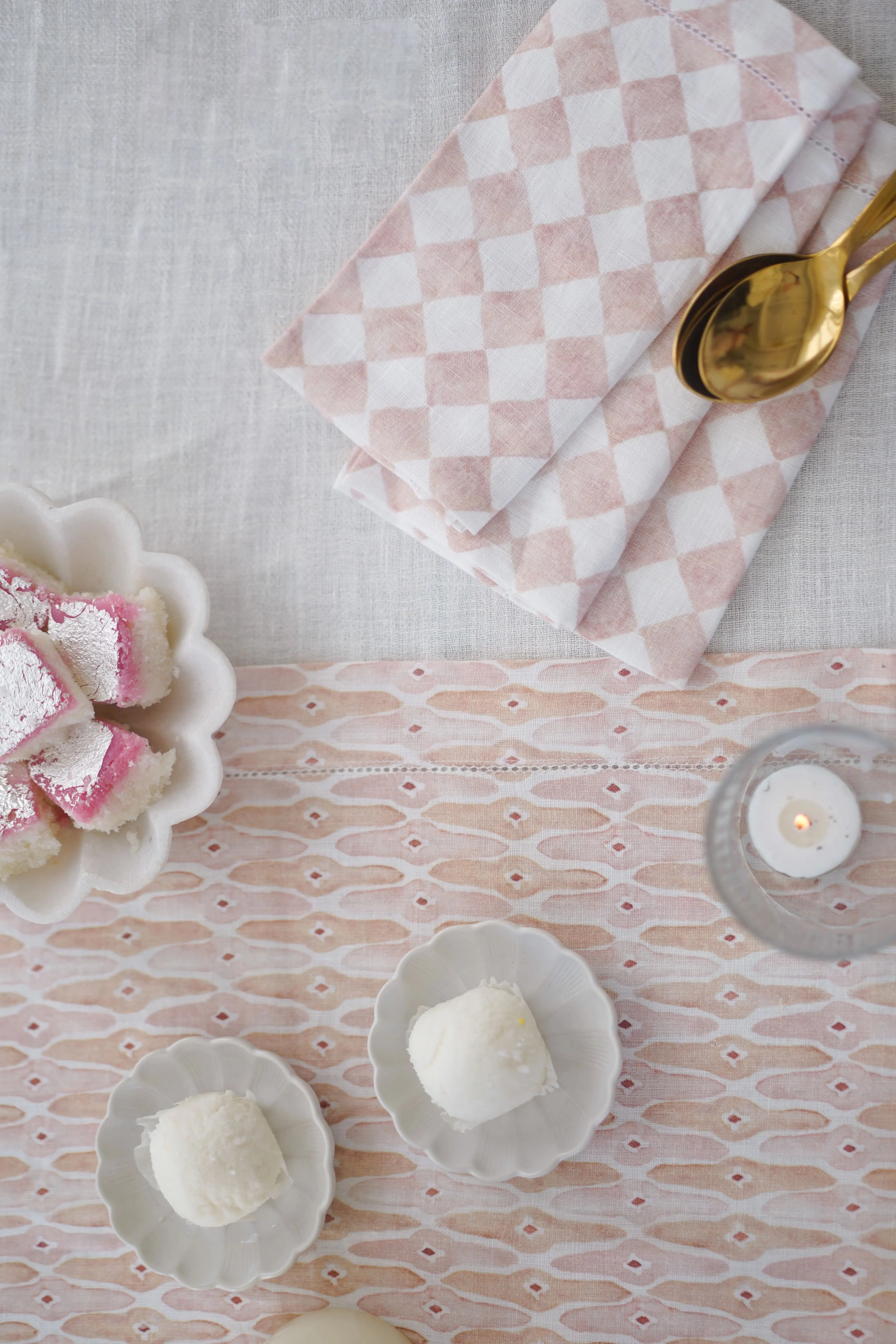 Checker Blush Linen Table Napkins-Set of 2 SanctuaryLiving