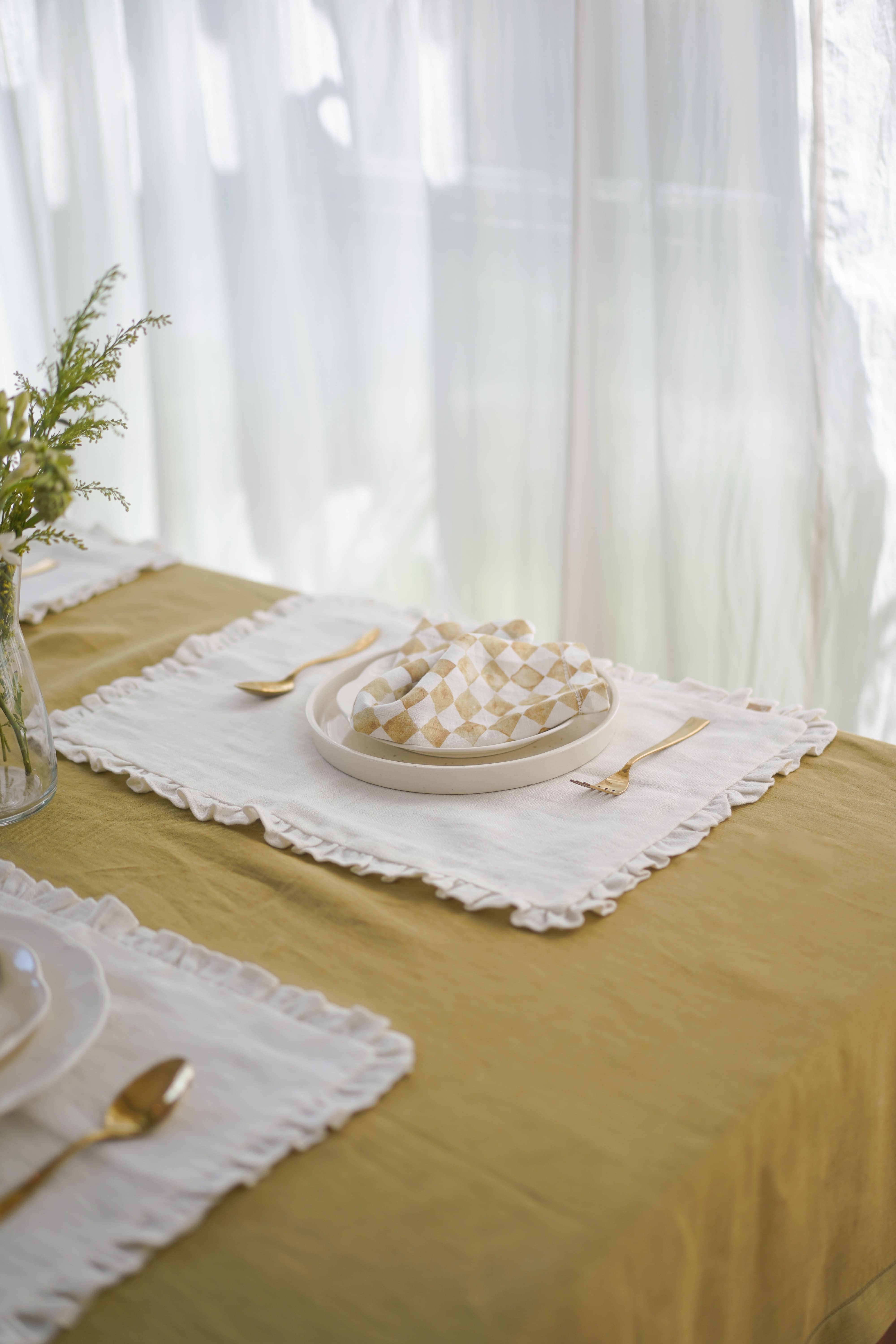 Ochre Linen Table Cover