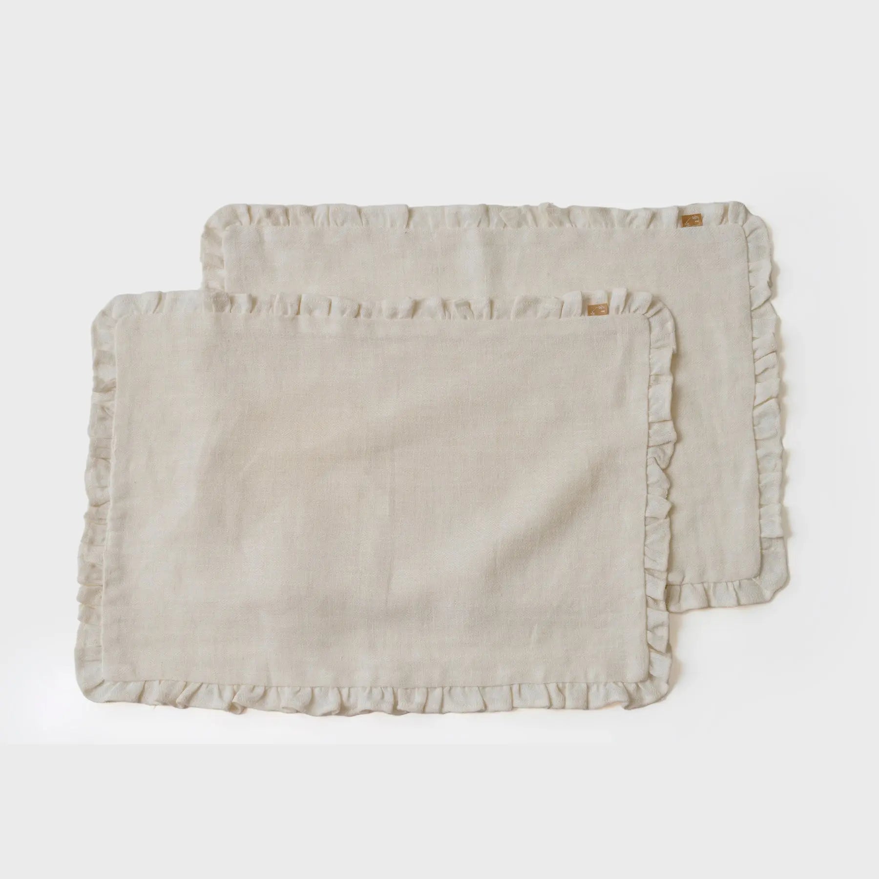 Herringbone Ruffle Ivory Table Mats-Set of 2 SanctuaryLiving