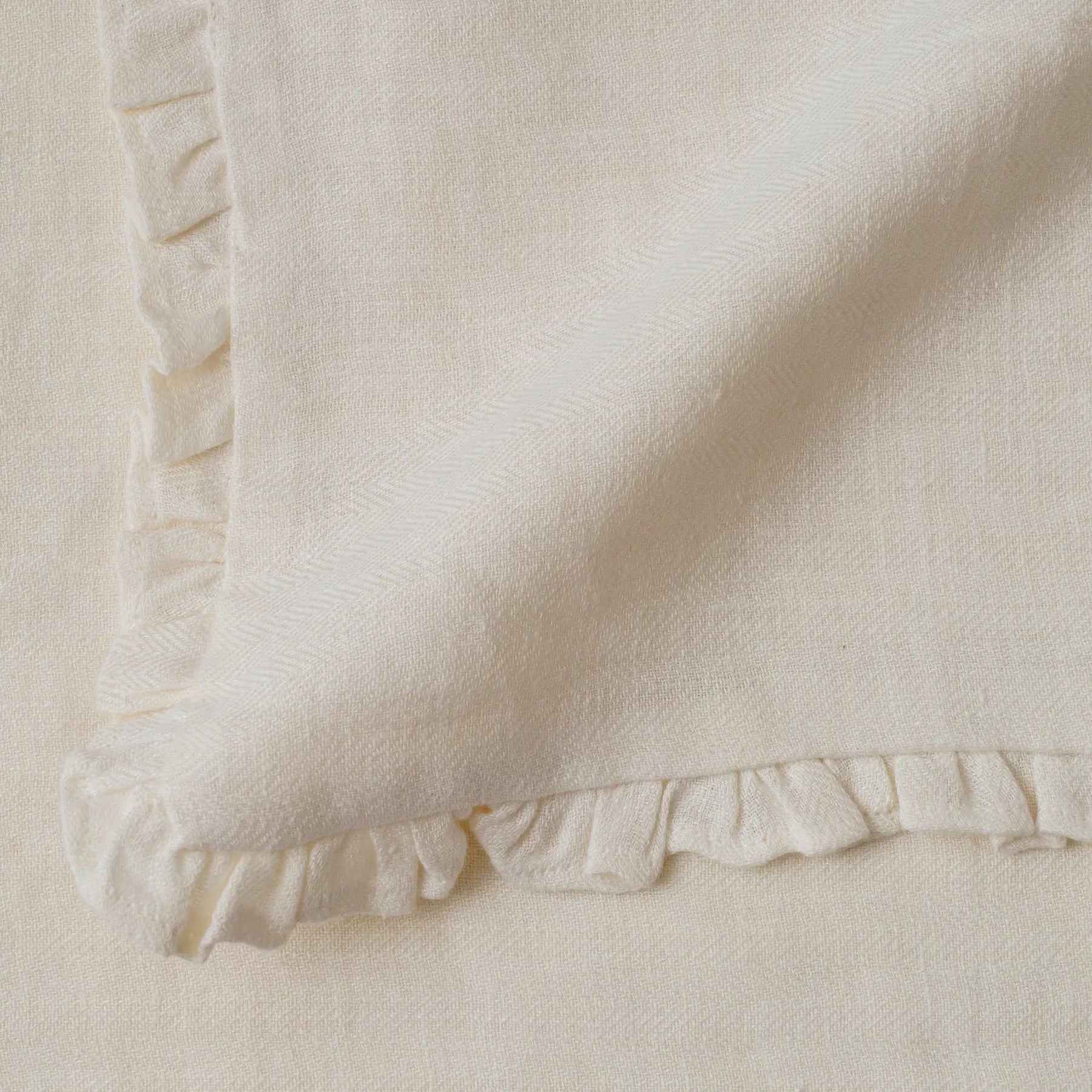 Herringbone Ruffle Ivory Table Mats-Set of 2 SanctuaryLiving