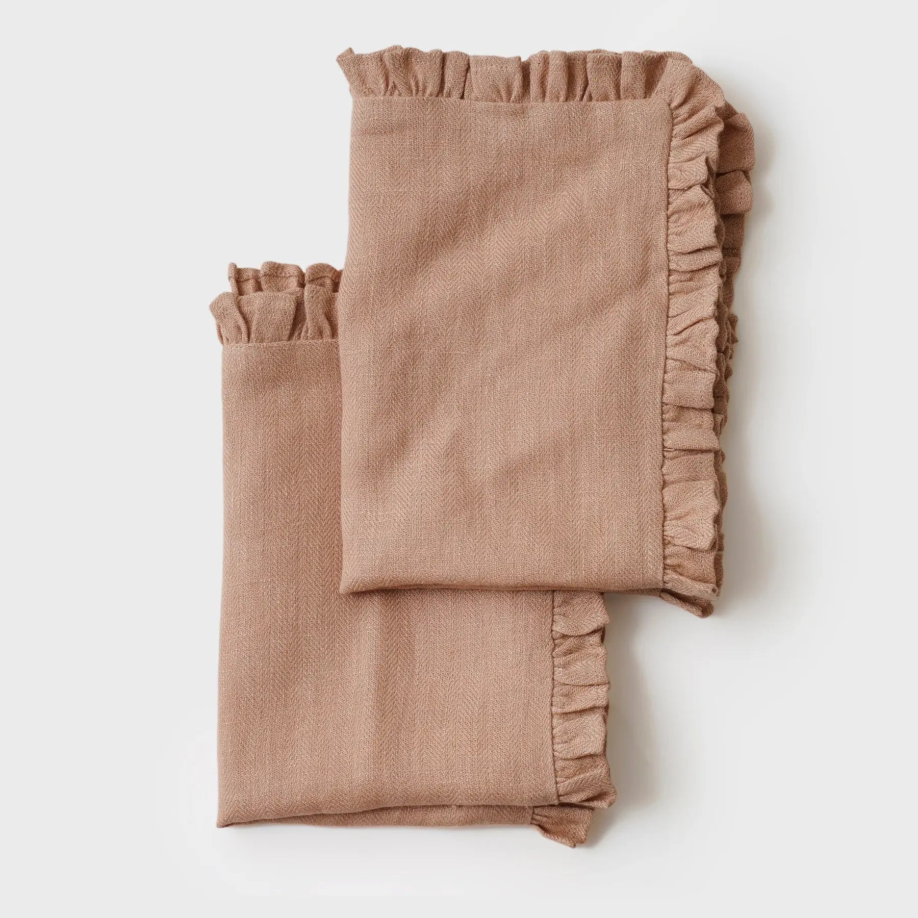 Herringbone Ruffle Blush Table Mats-Set of 2 SanctuaryLiving