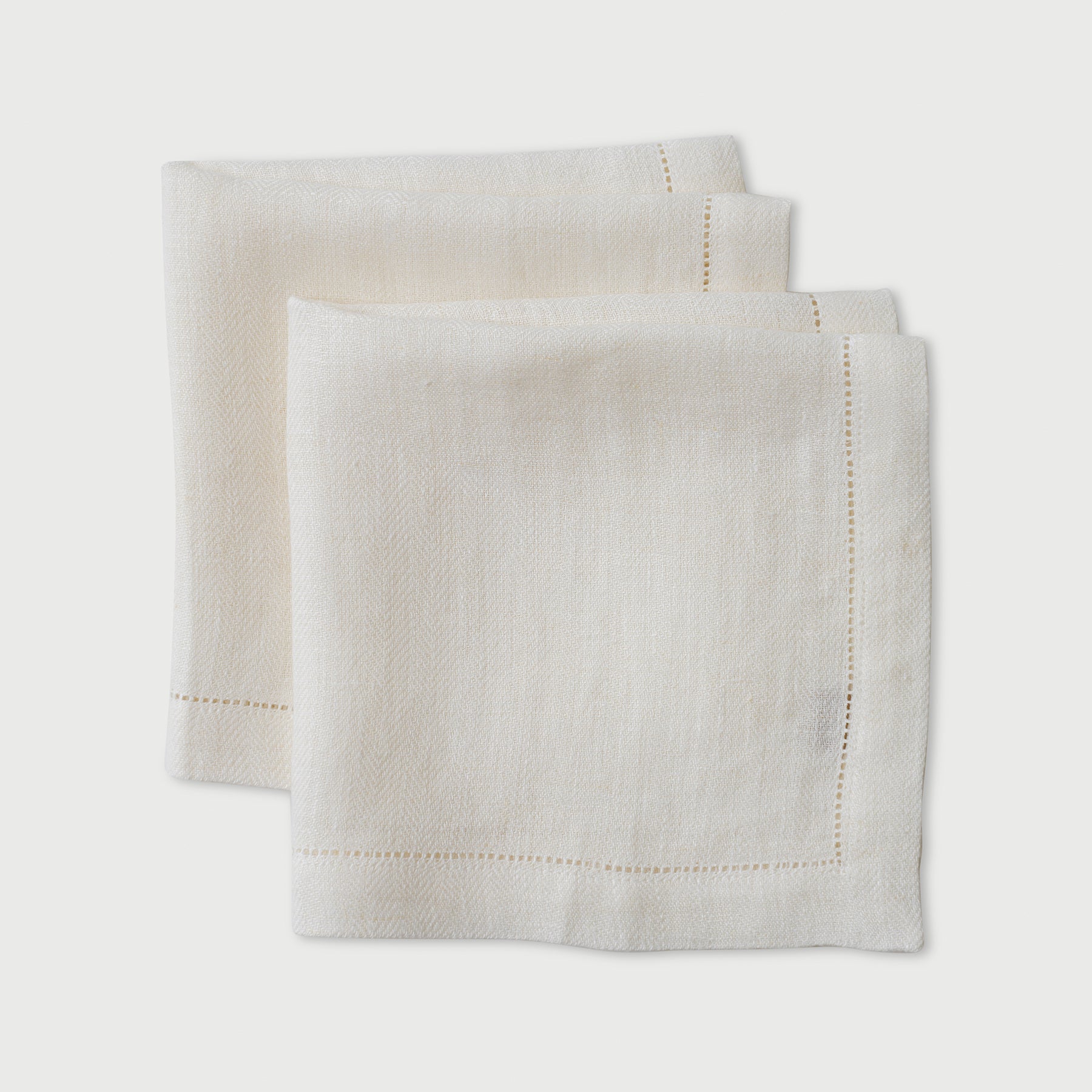 Ivory Herringbone Linen Table Napkins-Set of 2