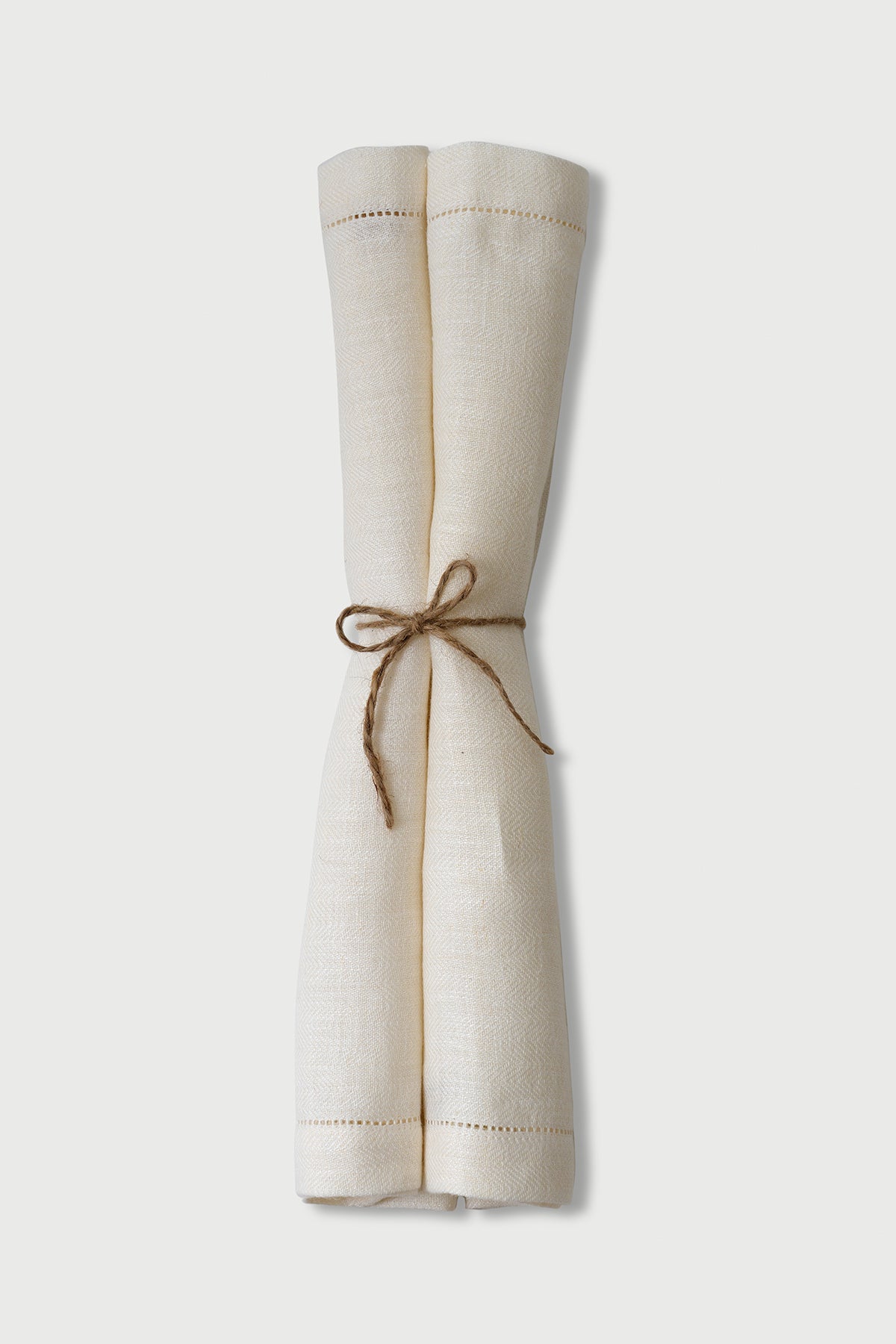 Ivory Herringbone Linen Table Napkins-Set of 2