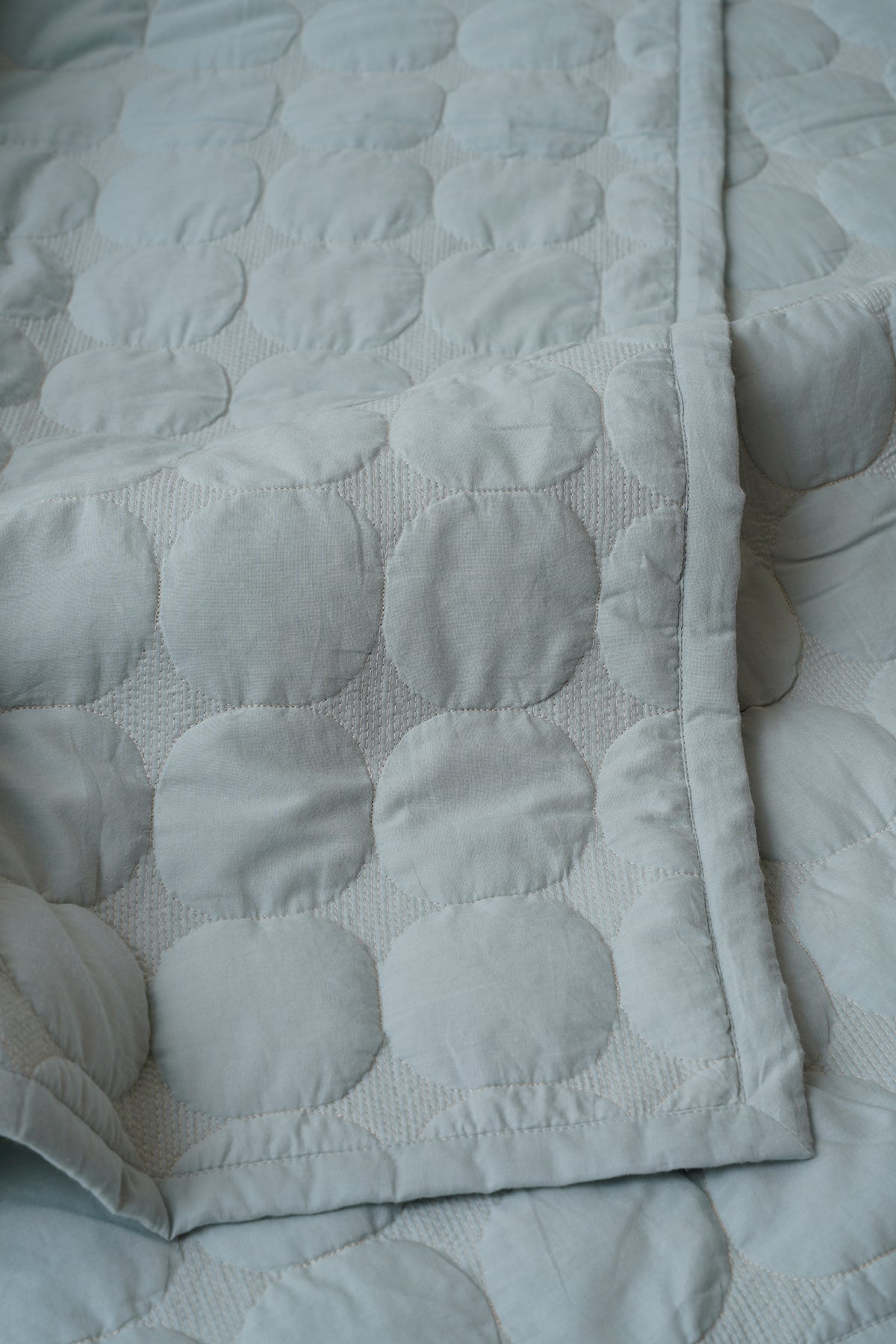 Zen Baby Blue Quilted Cotton Bedding Set