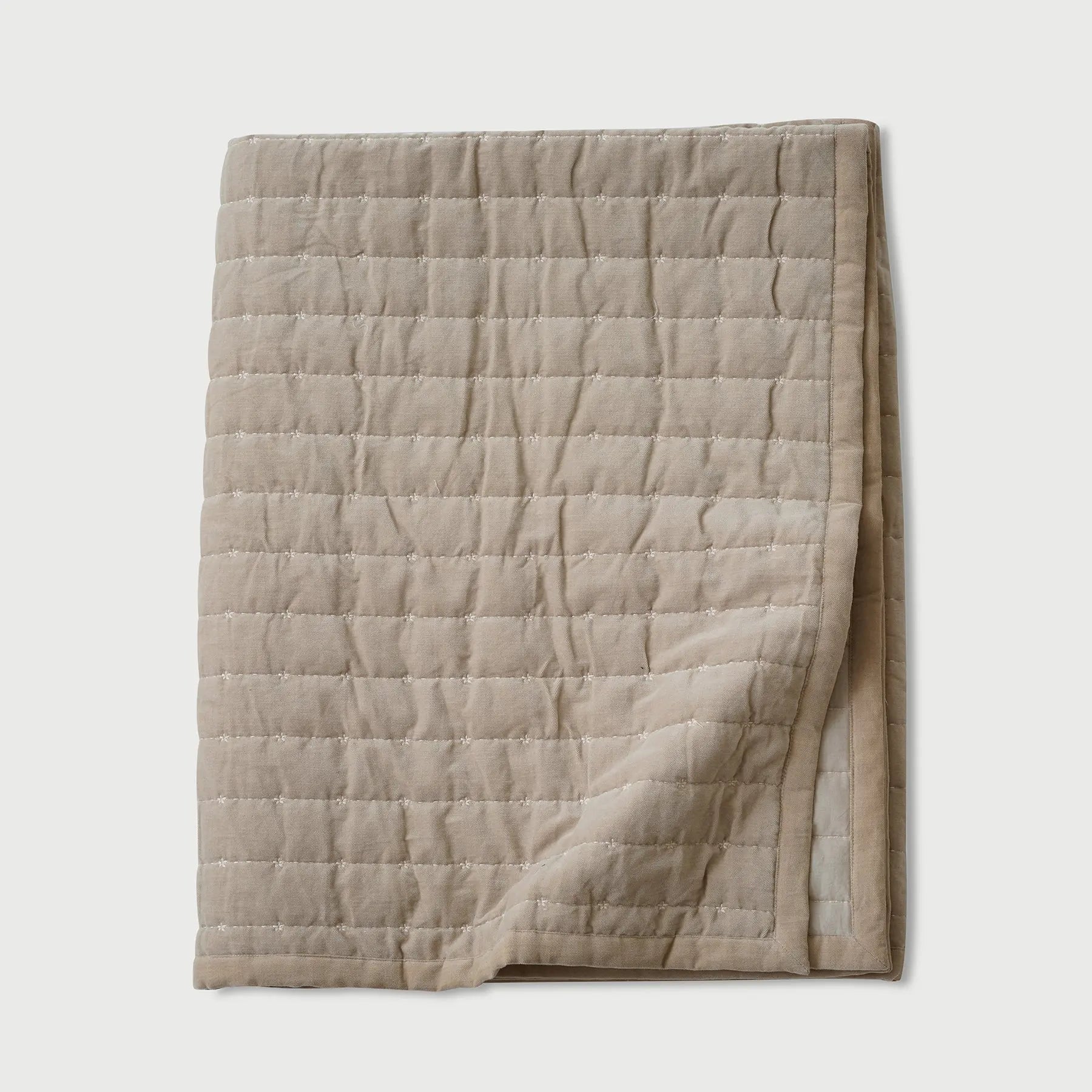 Sitara Oatmeal Velvet Embroidered Quilt SanctuaryLiving