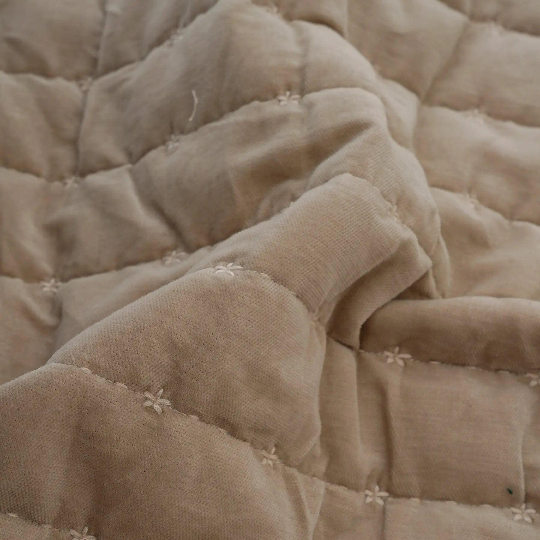 Sitara Oatmeal Velvet Embroidered Quilt SanctuaryLiving