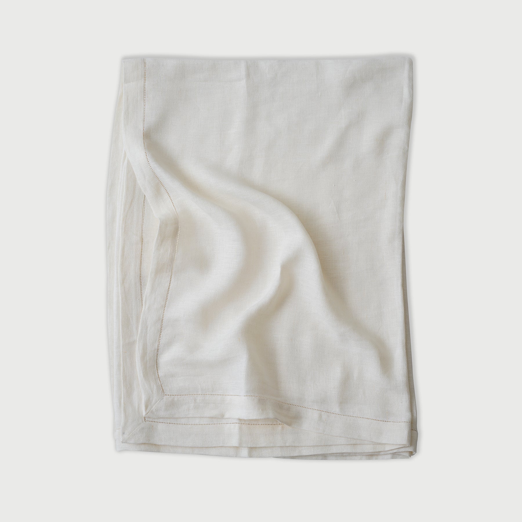 Ivory Herringbone Linen Table Cover