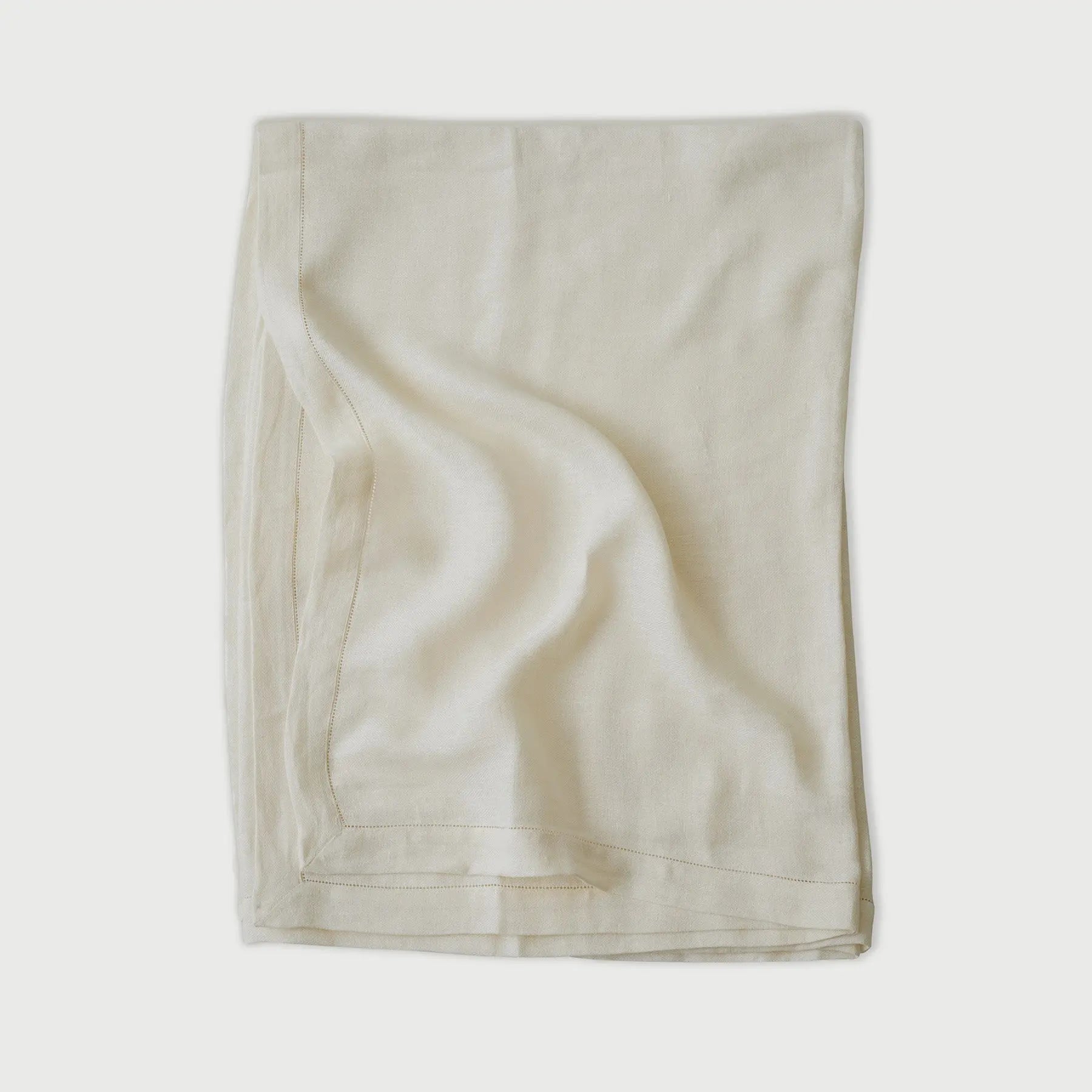 Ivory Herringbone Linen Table Cover SanctuaryLiving